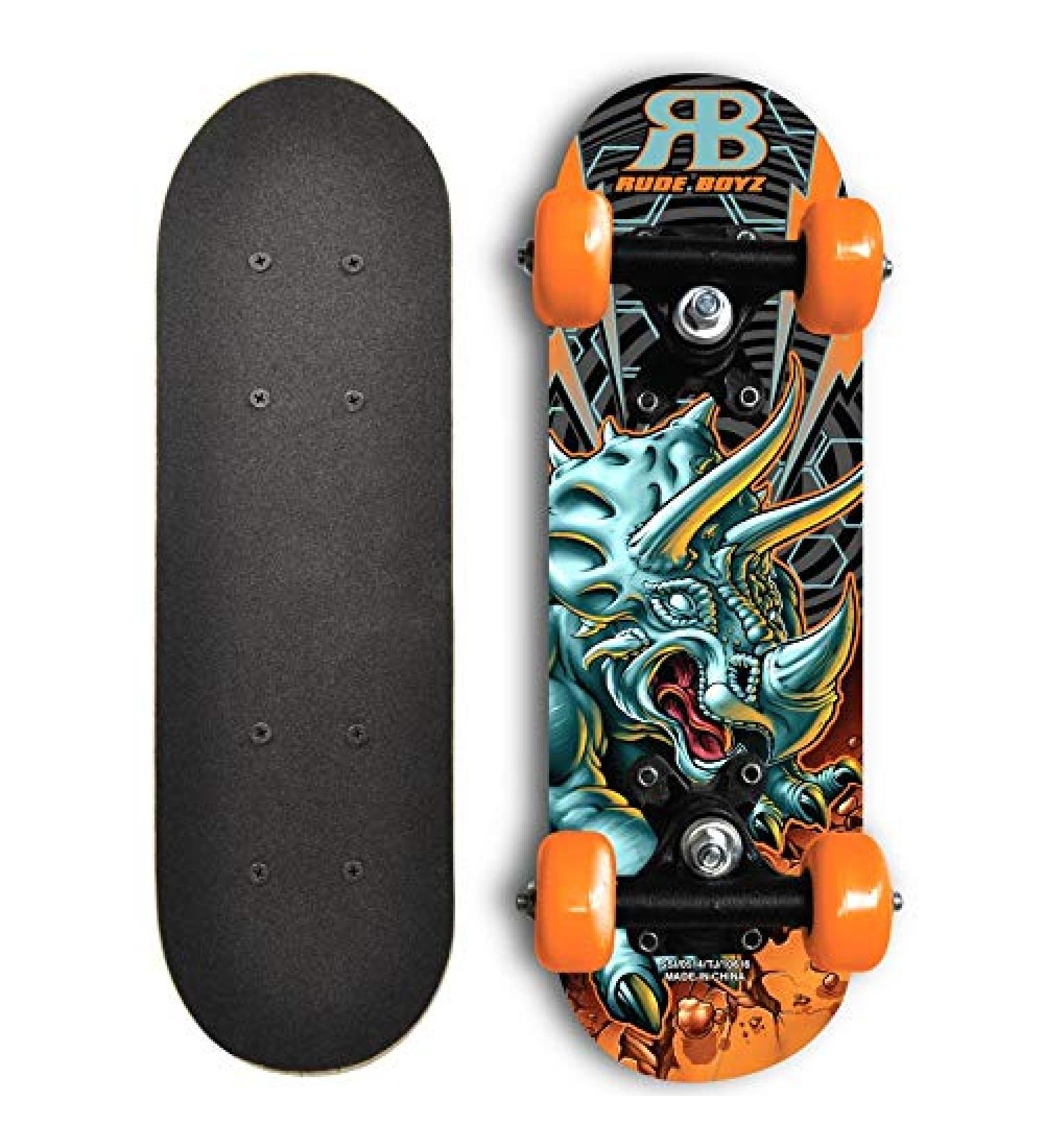 Rude Boyz Kids Beginner Skateboard - Mini Wooden Cruiser Board for Boys & Girls 3-5 Years - Lightweight, Safe & Durable Design with Cool Graphics - Learn Skateboarding in Style! - Buy Online on GoSupps.com