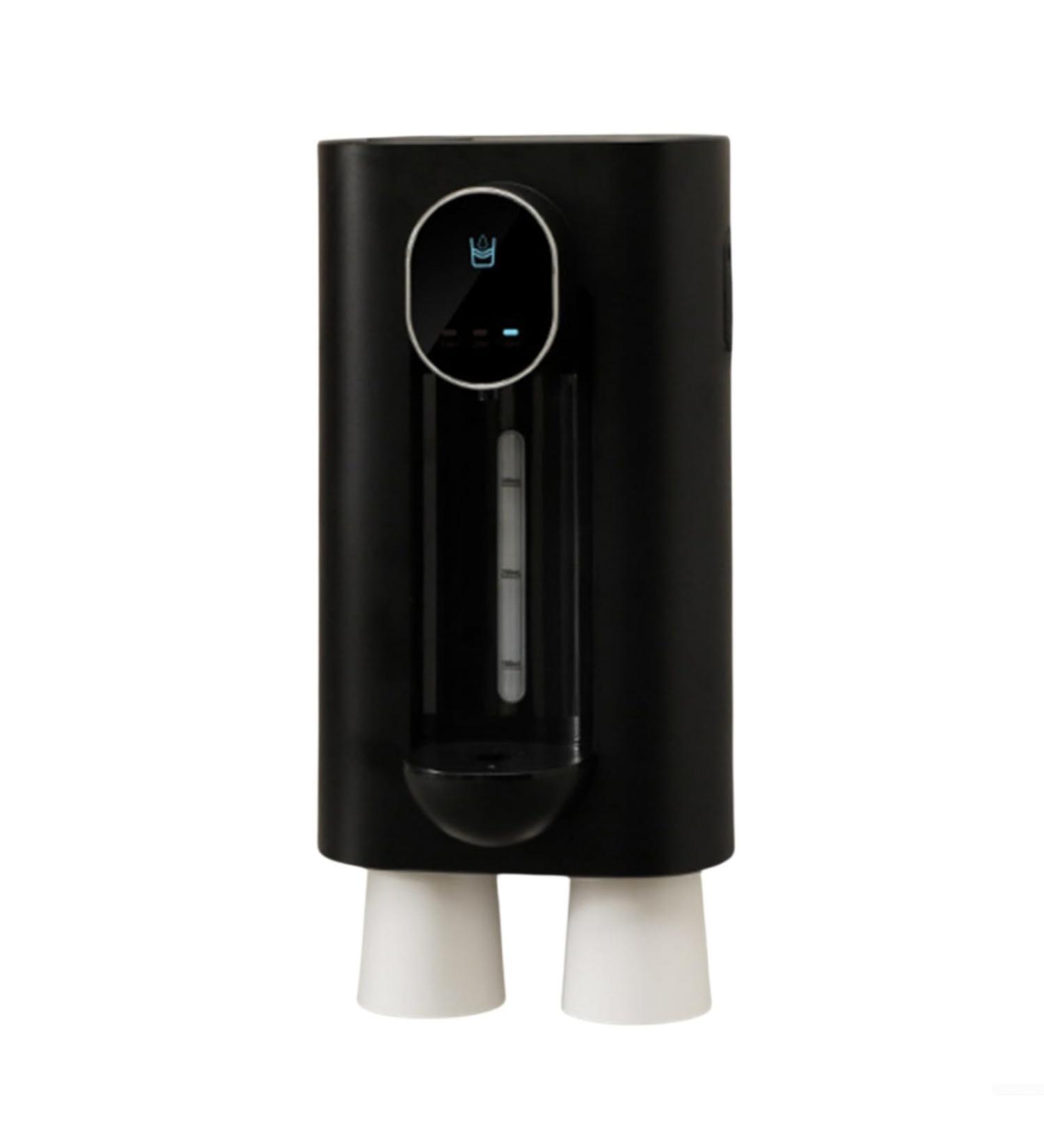 Heibteny automatic mouthwash dispenser for bathroom 540 ml rechargeable contactless mouthwasher donor with two magnetic cups adjustable dosage (black)