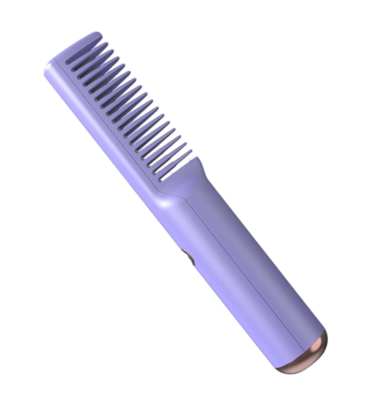 Milageto Cordless Hair Straightener USB Charging Anti-Scald Electric Hot Comb for Travel | Dual Purpose Heated Comb - Violet - Buy Online on GoSupps.com