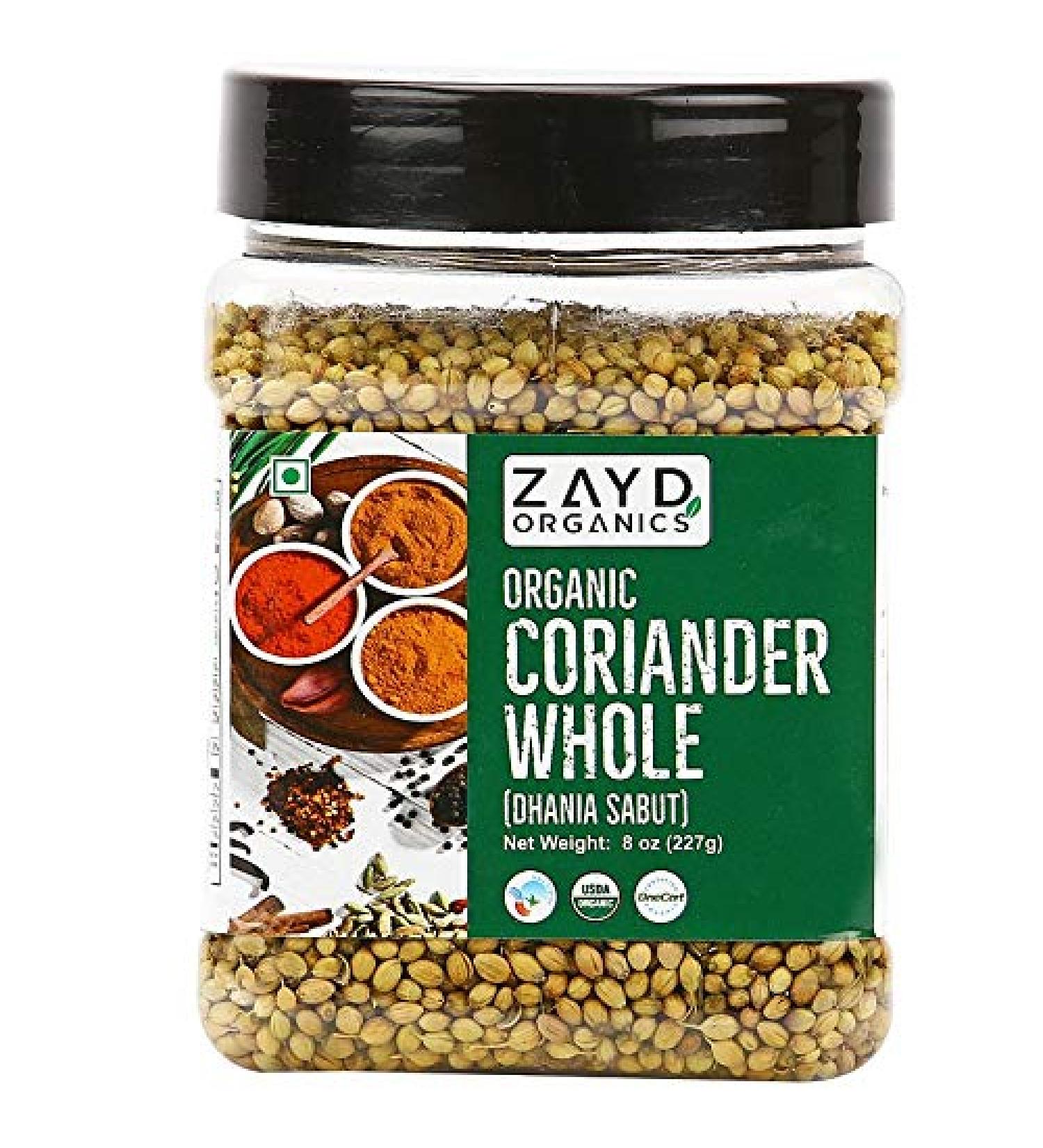 Zayd Organics USDA Organic Coriander Seeds Dhania Whole 8oz (227g) - Buy Online on GoSupps.com