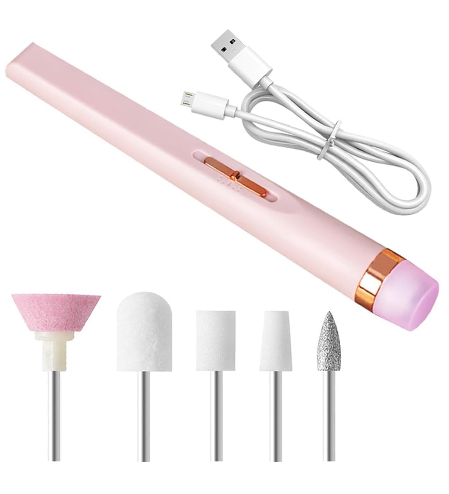 Electric Nail Files 5 in 1 Electric Nail Drill with LED Light Portable Mini Manicure Pedicure Tool for Shaping and Grinding Cordless Electric Nail File for Acrylic and Gel Nails - Buy Online on GoSupps.com