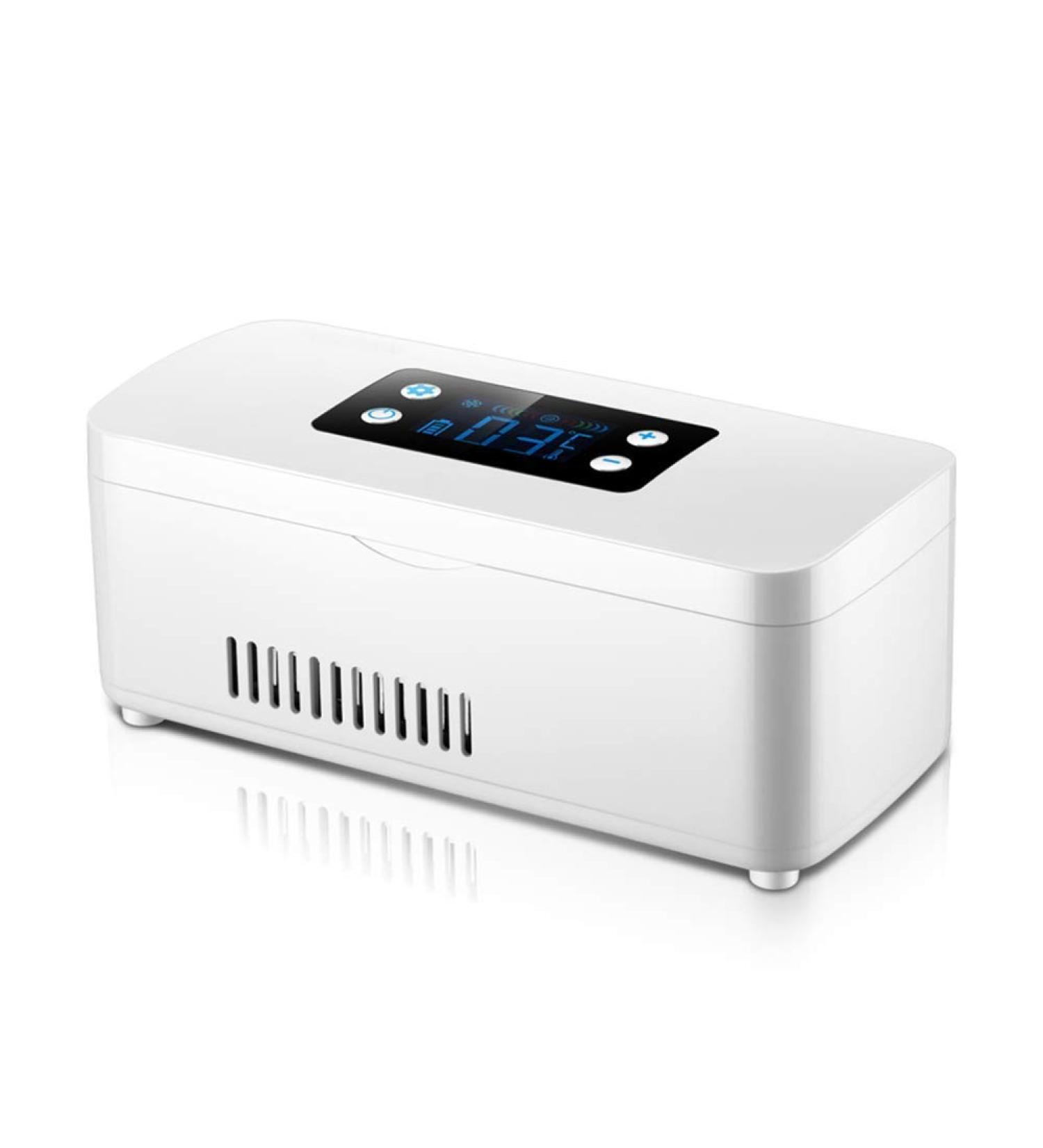 Mini Fridge Portable Insulin Cooler Medicine Refrigerated Box Intelligent Charging Insulin Fridge LCD Display Mini in White 21x9x9cm(8x4x4inch) - Buy Online on GoSupps.com