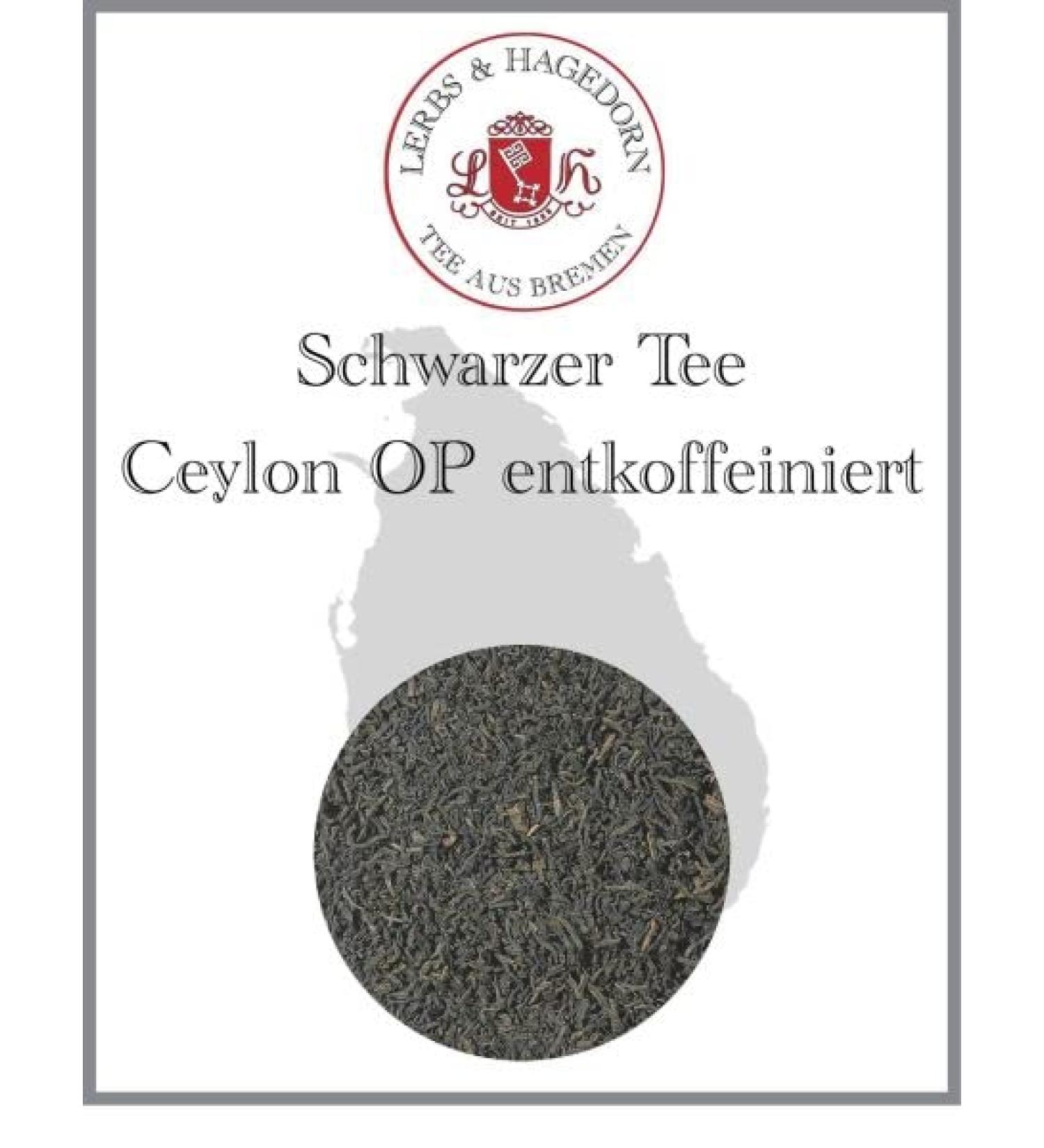  Lerbs & Hagedorn Lerbs & Hagedorn Ceylon OP Decaffeinated Black Tea | Sweet Aromatic 1 kg (approx. 81 liters) Pekoe Orange - Buy Online on GoSupps.com