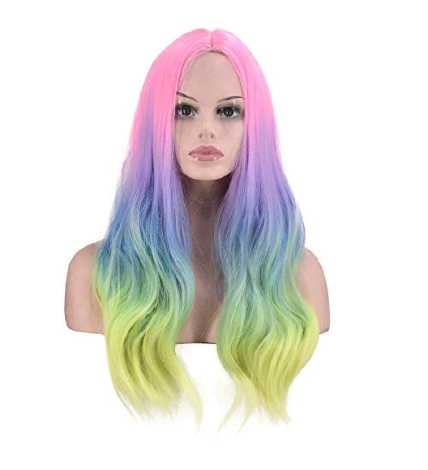 Buy BGHJUE Gradient Color Curly Wig for Women - Long Chemical Fiber Hair Wig International Shipping - Buy Online on GoSupps.com