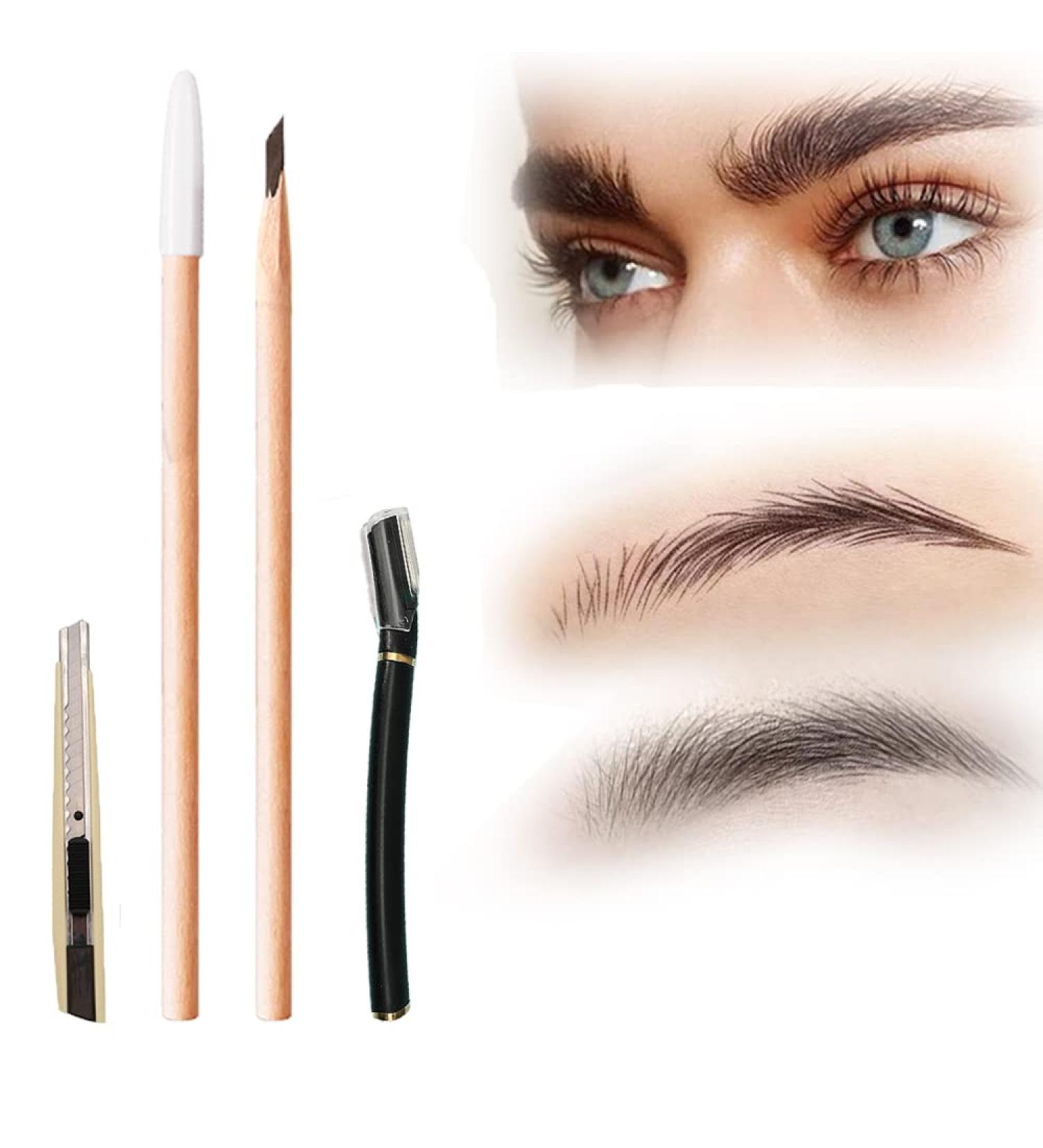Waterproof Wooden Eyebrow Pencil with Trimmer & Sharpening Tool - Dark Curry - Buy Online on GoSupps.com