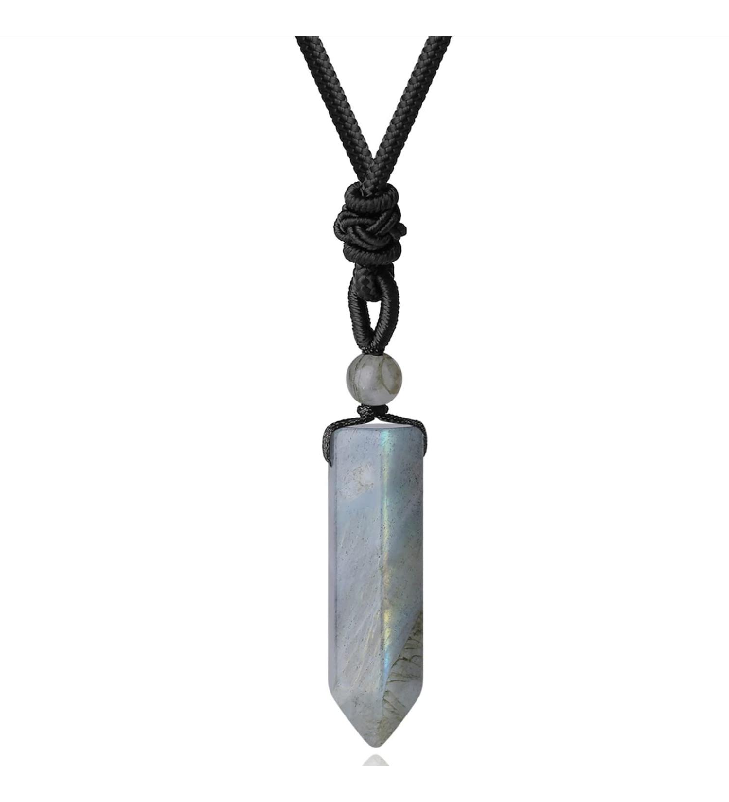 XIANNVXI Healing Crystal Labradorite Necklace - Adjustable Rope Reiki Jewelry for Men and Women - Buy Online on GoSupps.com