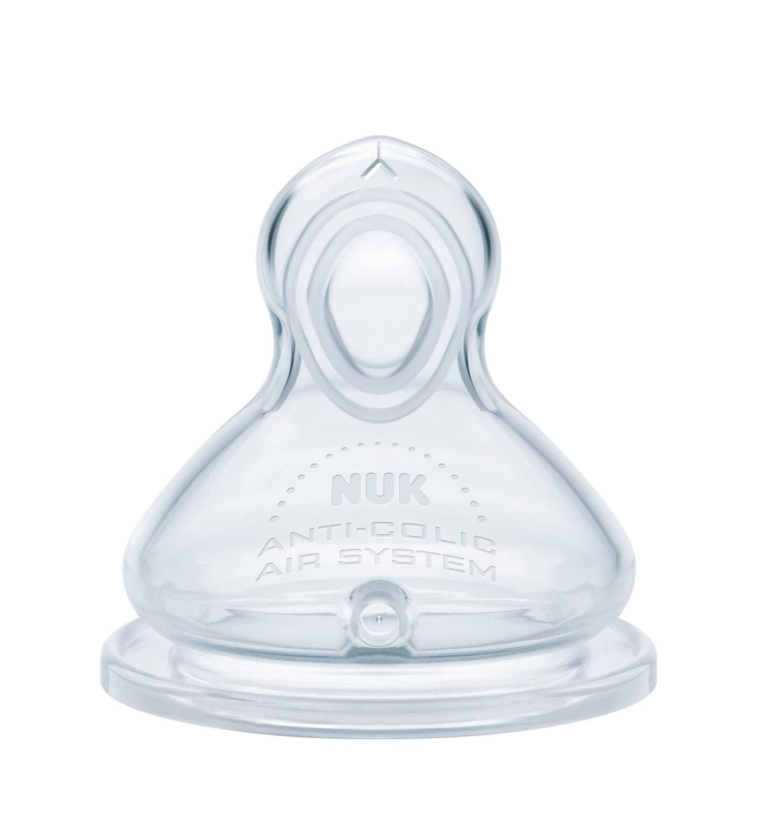 Nuk First Choice+ Flow Control baby bottle teat 6-18 months anti-colic valve BPA free 2 pieces