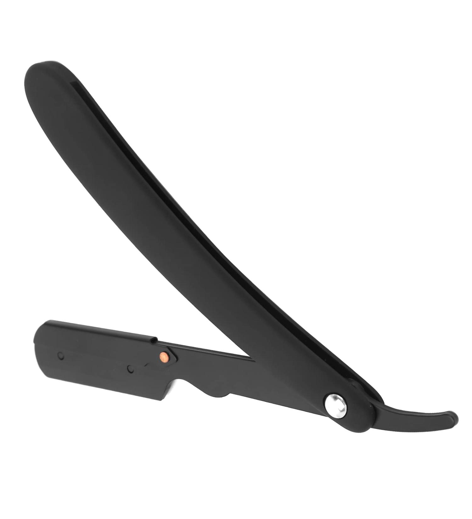 Men's Folding Razor - Classic Manual Straight Edge Hairdressing Tool | Professional Stainless Steel (Black) - Buy Online on GoSupps.com