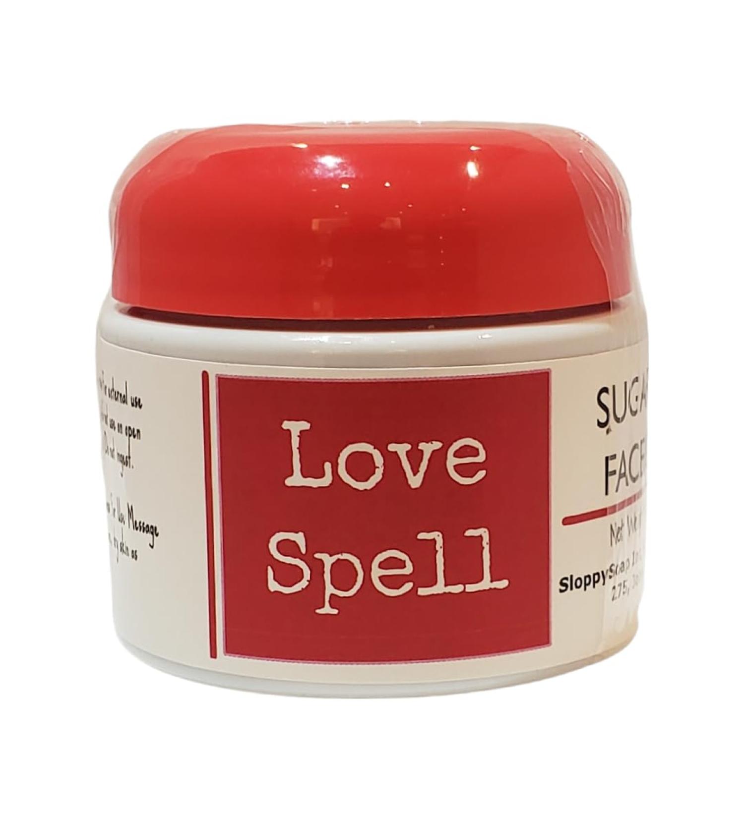 SloppySoap Love Spell Sugar Scrub Face and Body Exfoliating Treatment Natural Sugar Formula 6 oz