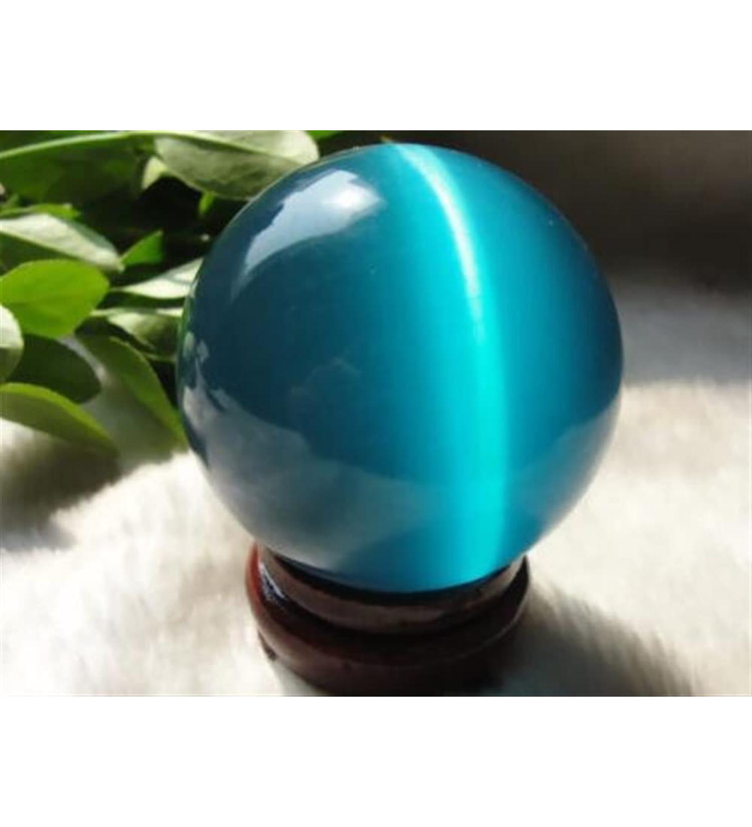 Natural Crystal Rough Stone Jewelry Natural Crystals and Stones 50mm Asian Quartz Sky Blue Cat Eye Crystal Ball for Decoration Stone Jewelry