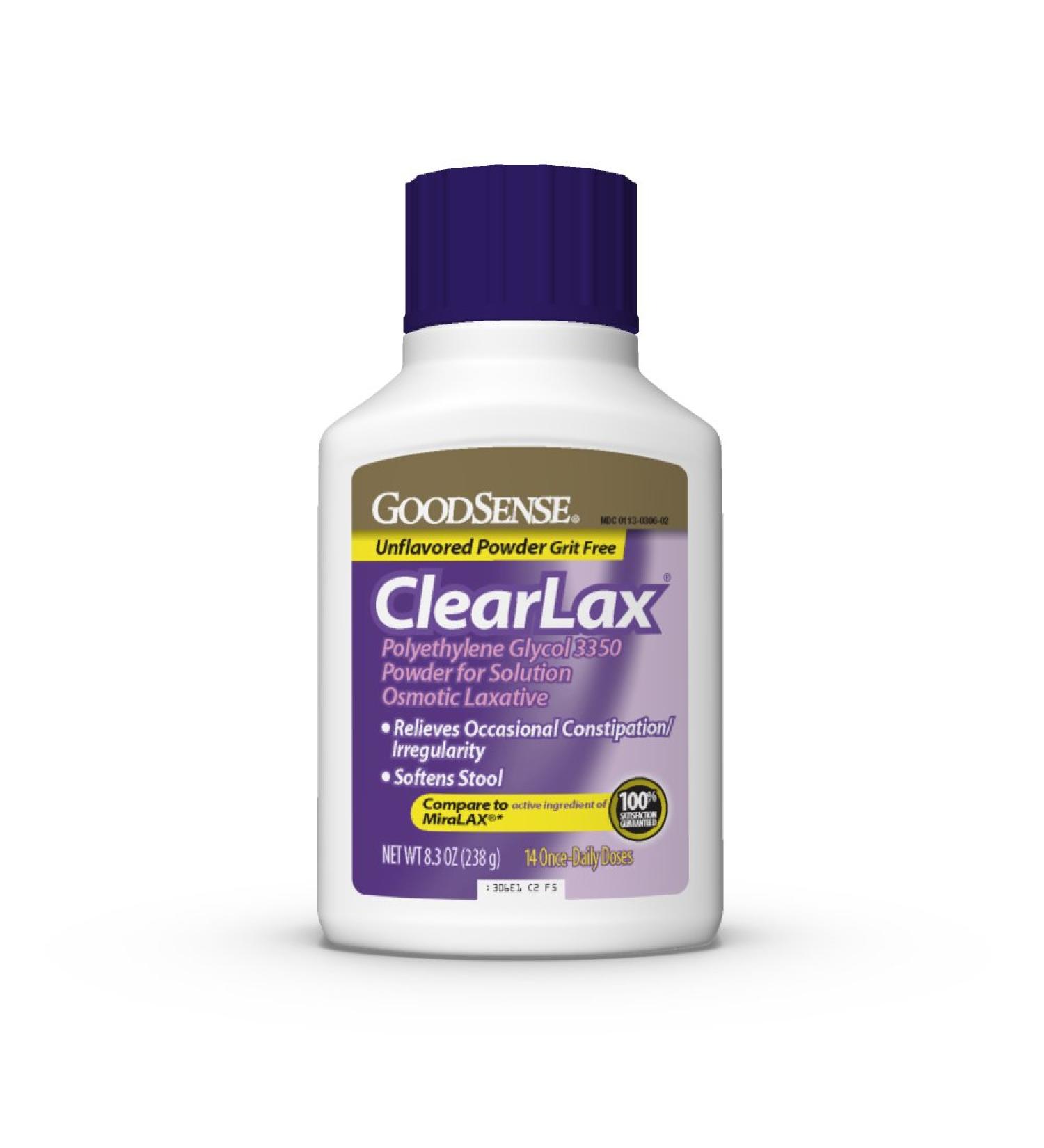 GoodSense ClearLax Polyethylene Glycol 3350 Powder 8.3 oz - Osmotic Laxative - Buy Online on GoSupps.com