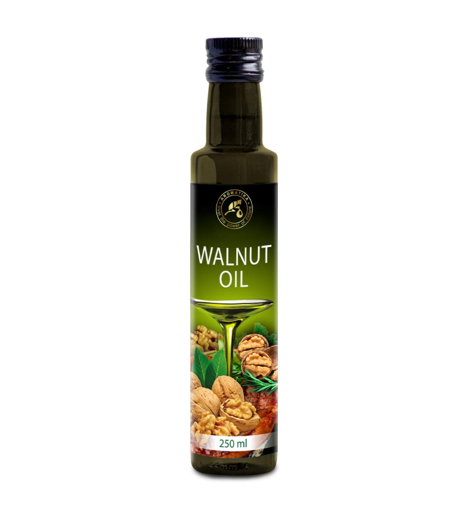 Walnut Oil 250ml - Natural Cold Pressed - USA Glass Bottle for Healthy Cooking Salad Dressings Sauces & More - Buy Online on GoSupps.com