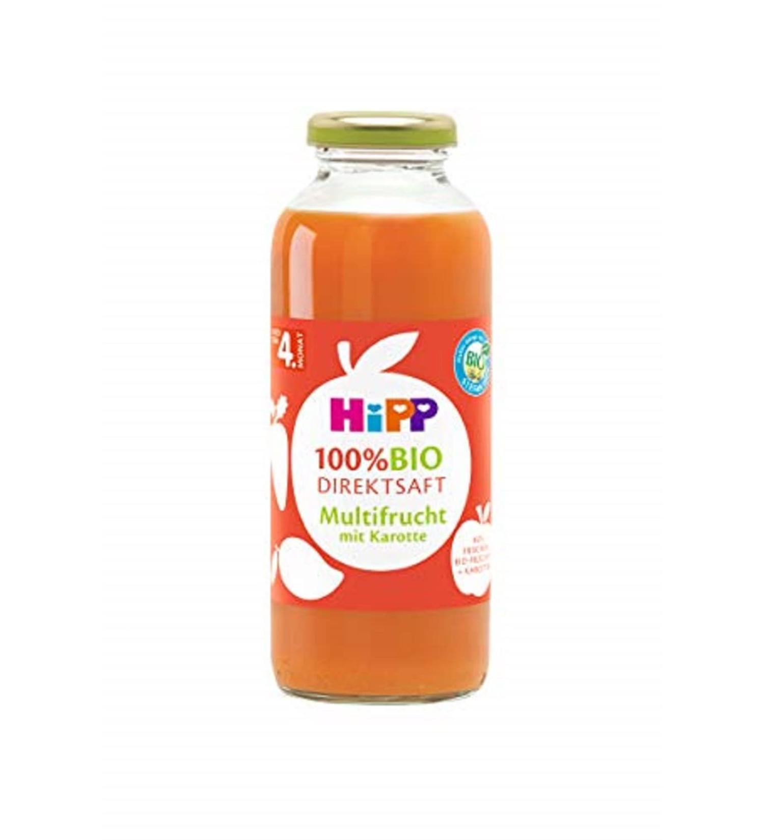 Hipp 100% organic direct juices direct juice multi-fruit with a carrot 6 Pack (6 x 330 ml) Direct juice Multi-fruit with carrot 330 ml (6 Pack)