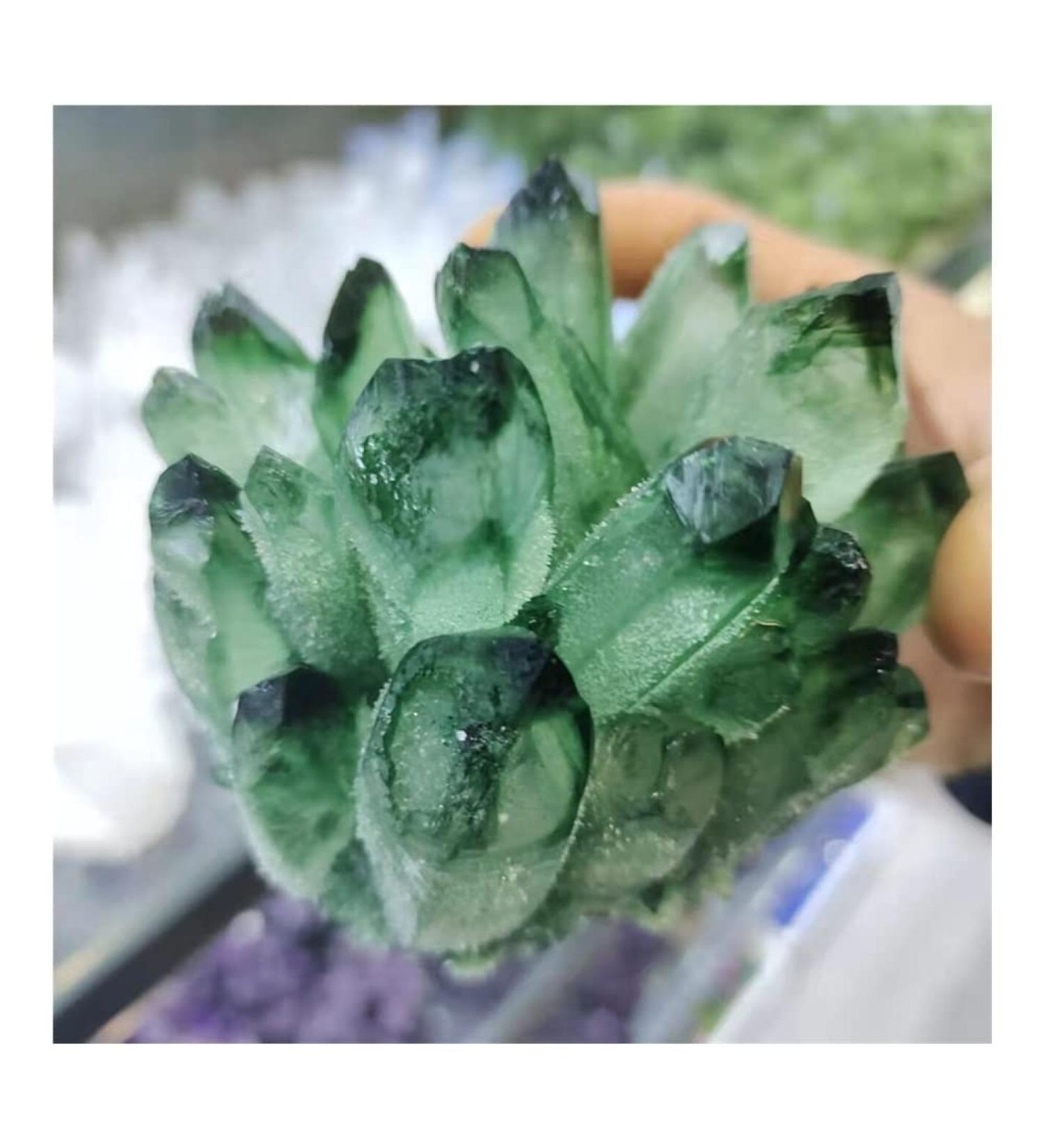 Crystal 1 Piece of Natural Crystal Green Quartz Cluster Free Form Stone JZIGTDEM