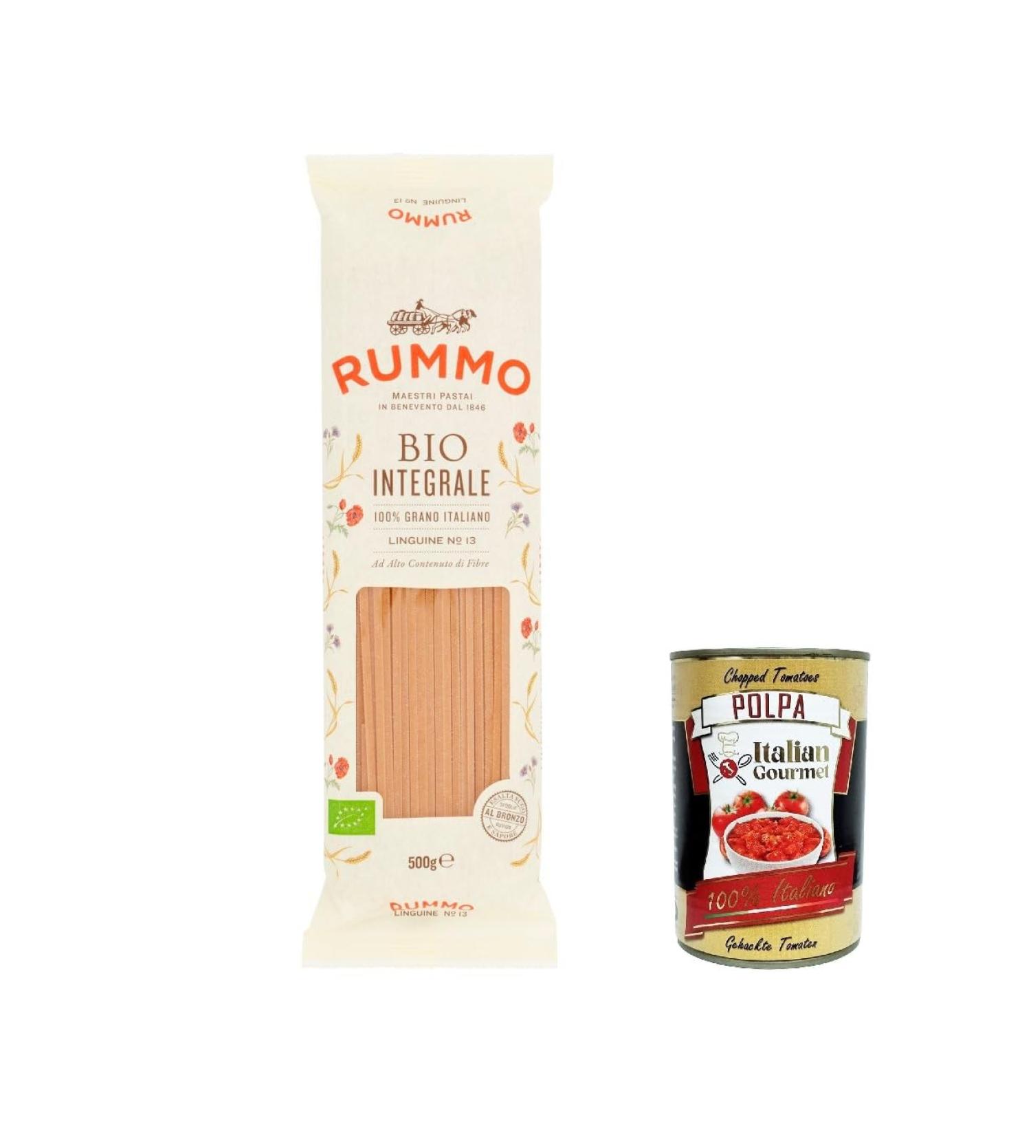  Italian Gourmet E.R. Rummo Pasta Integrale Linguine No. 13 Pack of 5 bags of Italian pasta 500 g + Italian Gourmet polpa 400 g - Buy Online on GoSupps.com