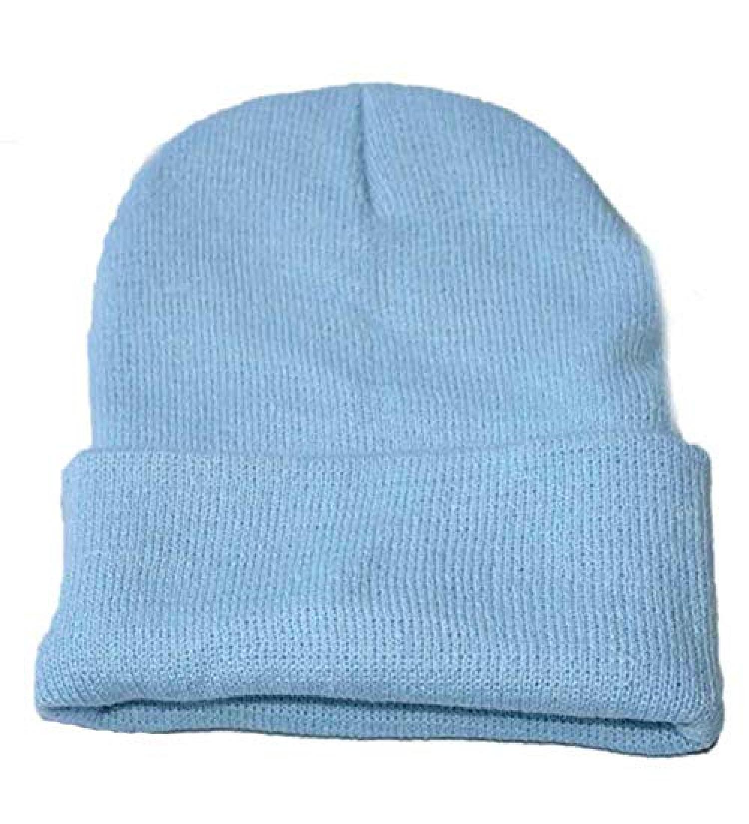 Winter Beanie Hat for Women Oversized Thermal Warm Cable Ribbed Knit Hat Fleece Lined Ski Skull Cap Light Blue One Size
