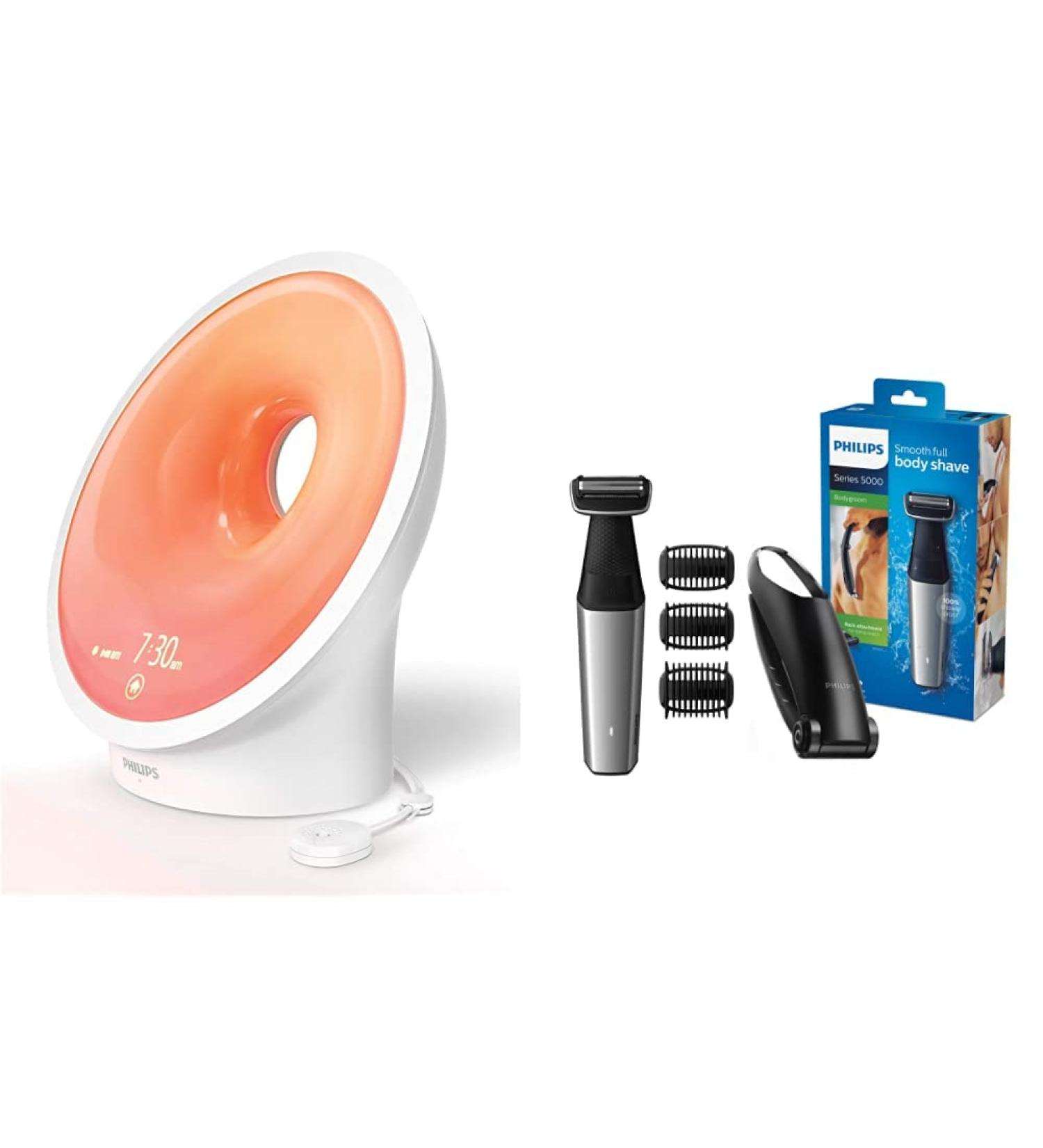 Philips Connected Sleep & Wake-up Light HF3671/01 + Bodygroom Series 5000 Bundle - Sleep Aid & Back Hair Removal - Buy Online on GoSupps.com