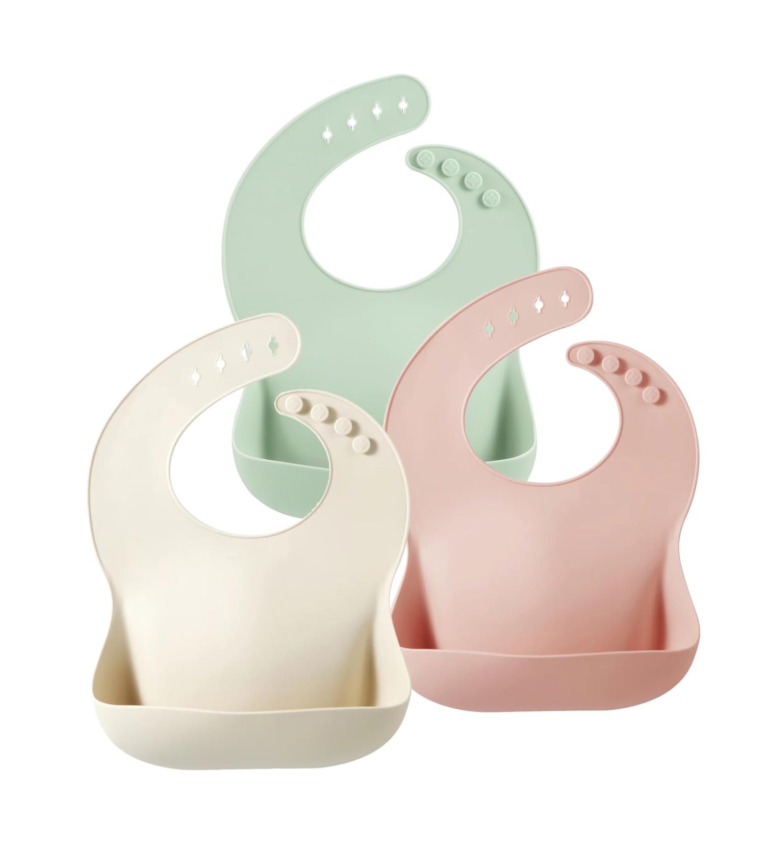 Pandaear 3 Silicone Bib for Babies | Waterproof & Adjustable BPA-Free Baby Bib with Food Collecting Shell | Washable Silicone Baby Bibs - Buy Online on GoSupps.com