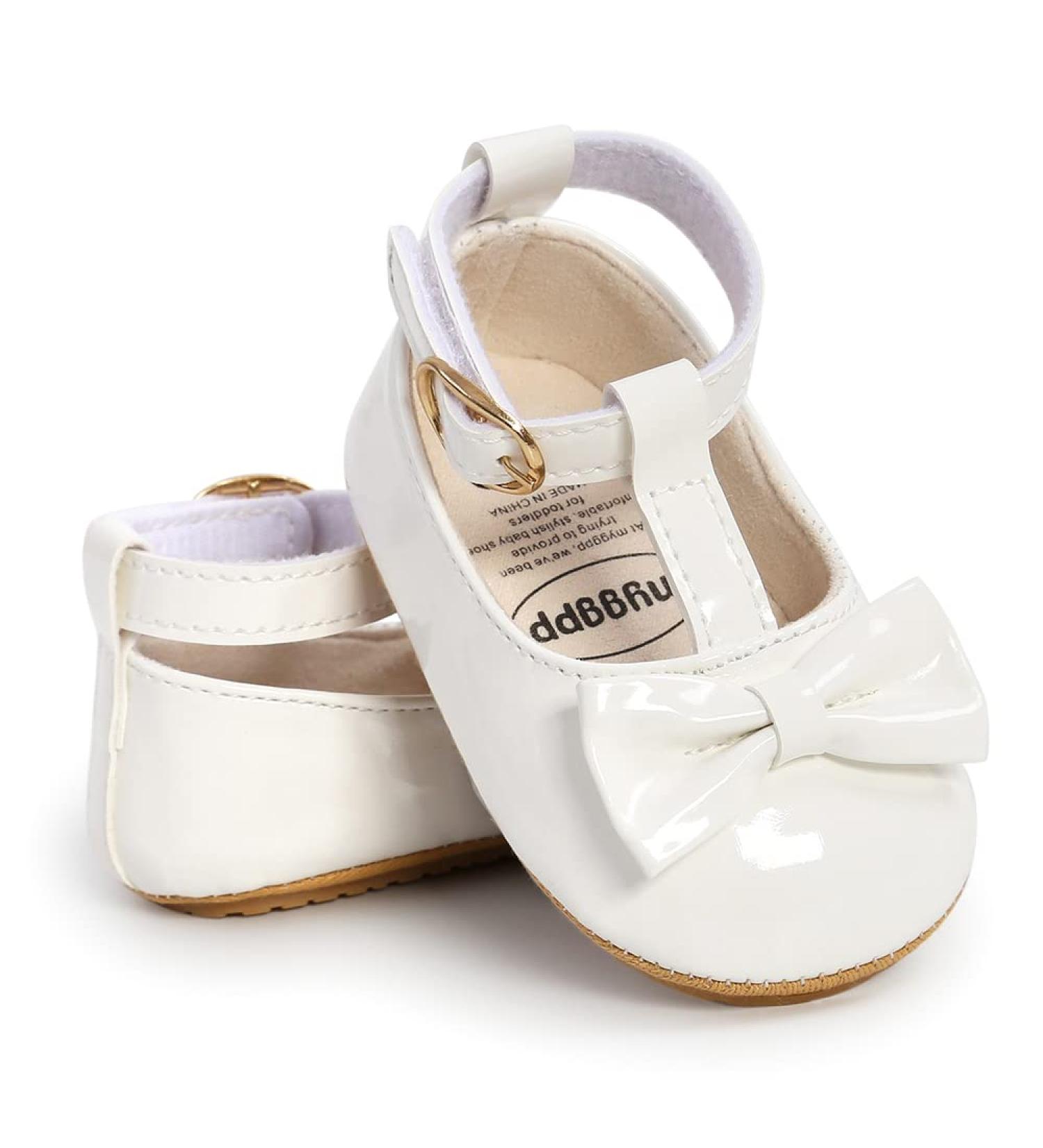 Baby Anti-Slip First Walking Shoes | Soft Sole Toddler Sneakers for 6-12 Months | Infant PU Leather Prewalkers with Sock | White - Size 14 - Buy Online on GoSupps.com