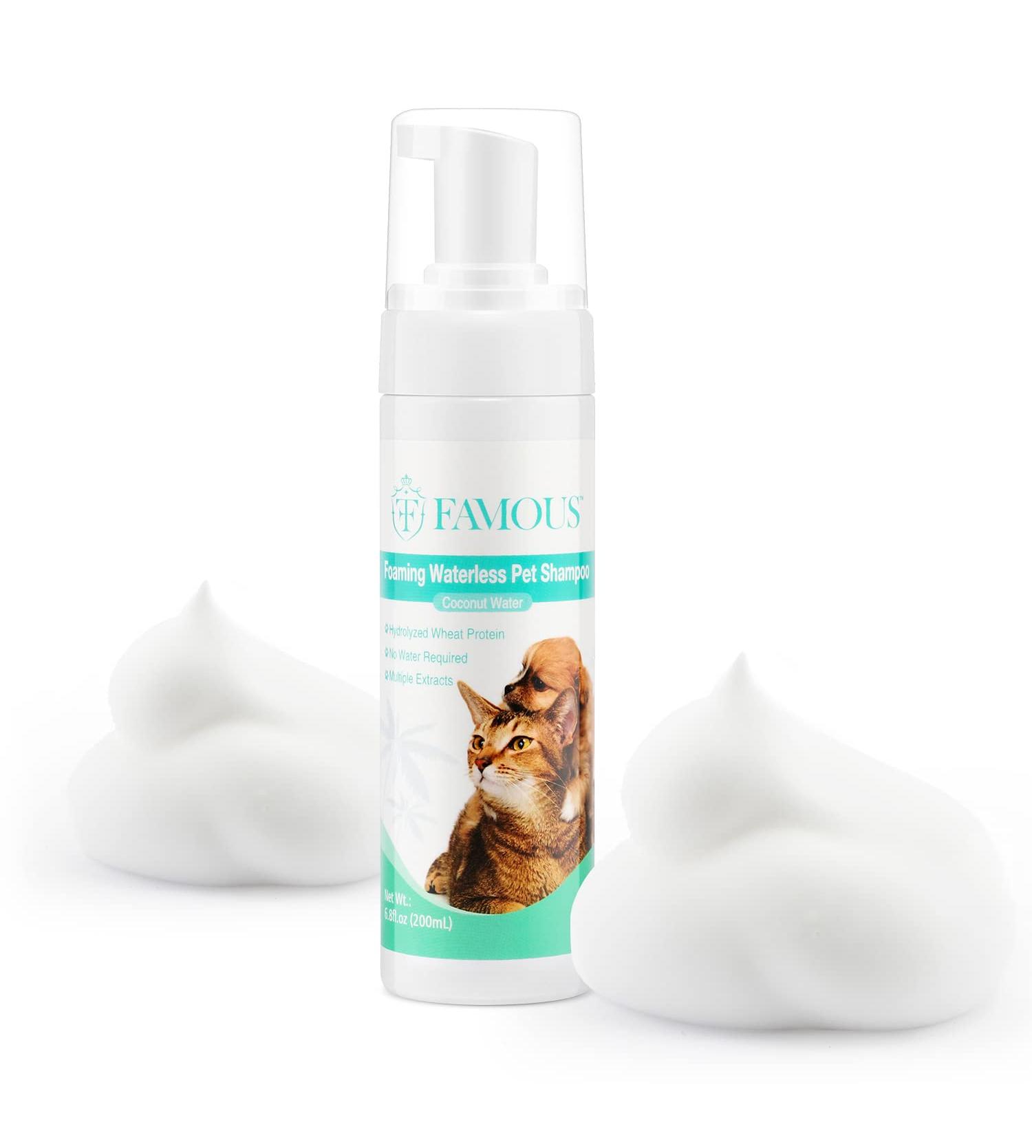 FAMOUS Waterless Cat & Dog Shampoo for Hairball Relief - Hypoallergenic, Natural Ingredients, Sulfate & Alcohol Free - Buy Online on GoSupps.com