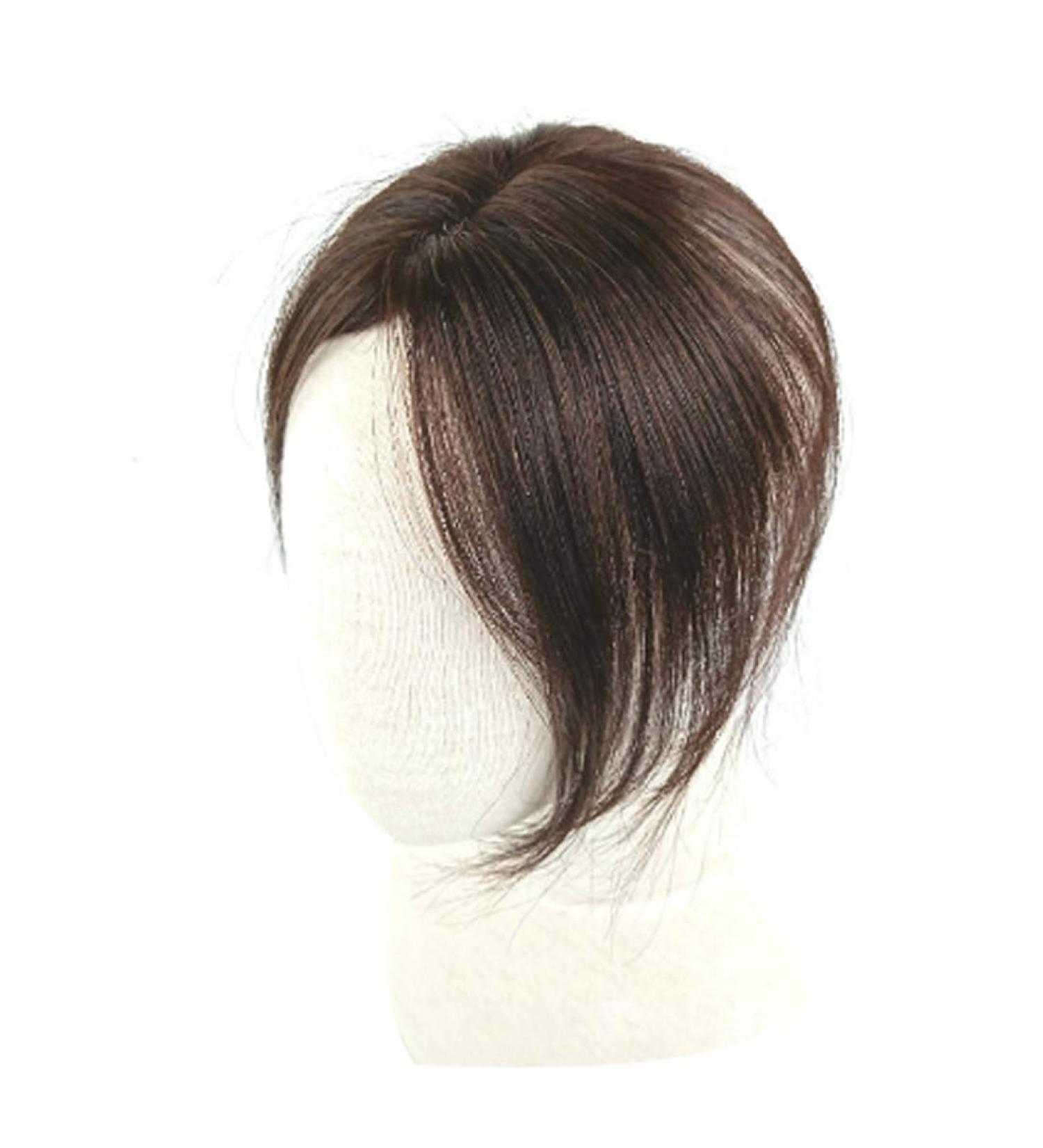 Hair Toppers with Bangs Real Human Hair Pieces Extensions Crown Topper Clip for Women Dark Brown hair pieces - Buy Online on GoSupps.com