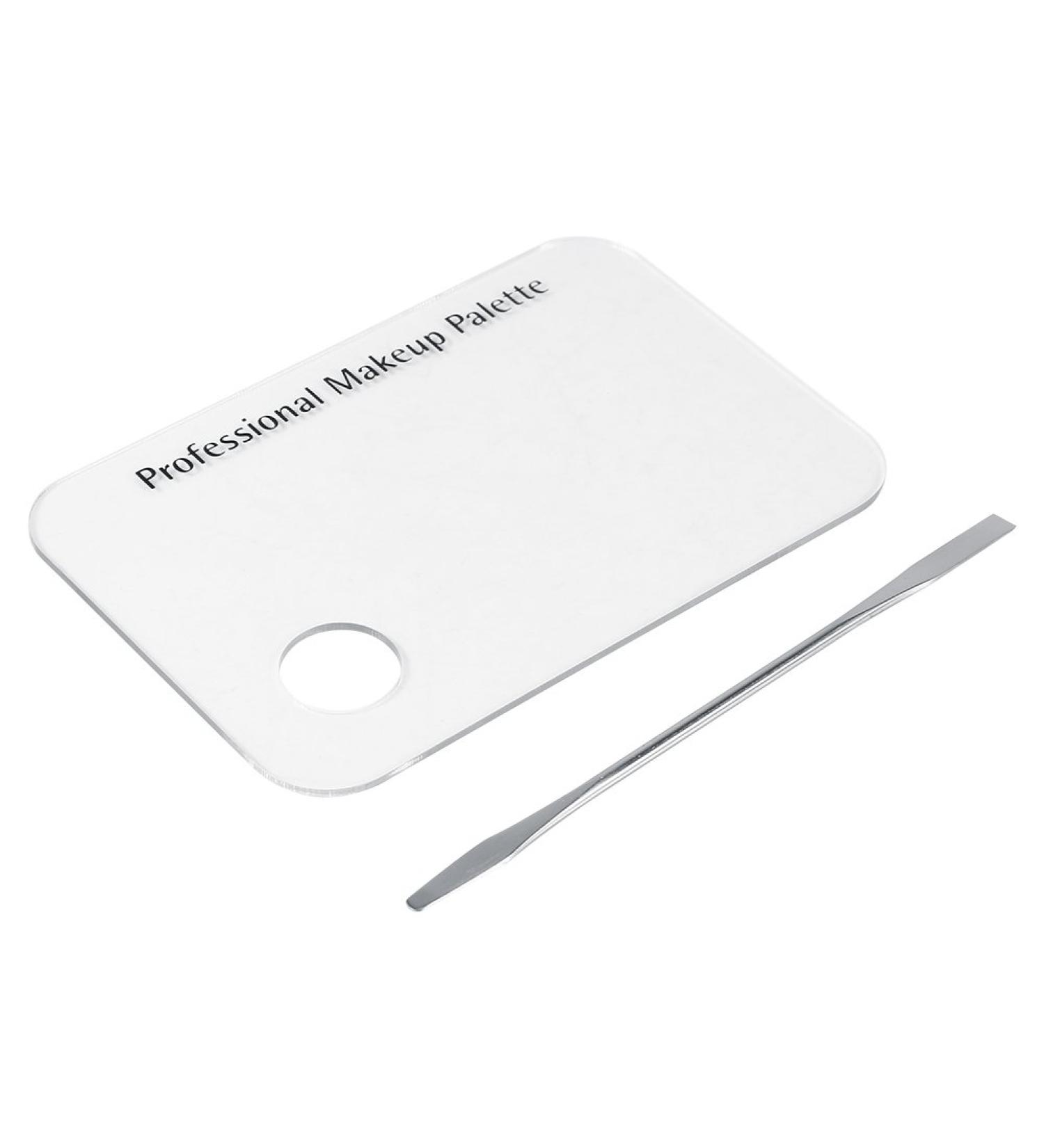 Buy Makeup Palette & Nail Art Tool Set Stainless Spatula & Clear Mixing Palette for DIY Makeup & Art - Buy Online on GoSupps.com