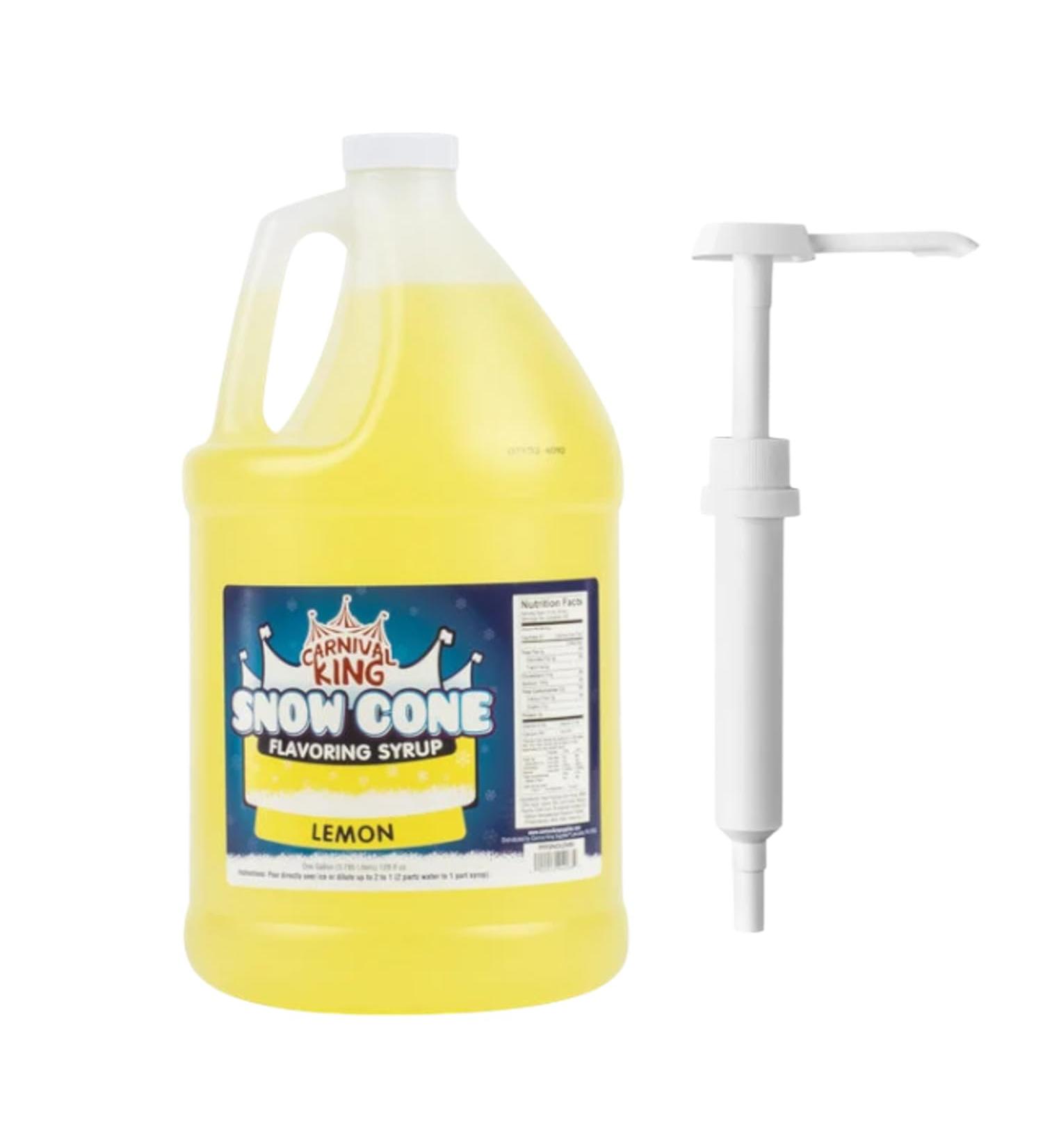 ZippySweets - Snow Cone Syrup - Lemon Flavour 1 Gallon with Complimentary Pump Makes Up to 128 Shaved Ice Treats Perfect Shaved Ice Syrup for Parties and Summer Fun - Buy Online on GoSupps.com