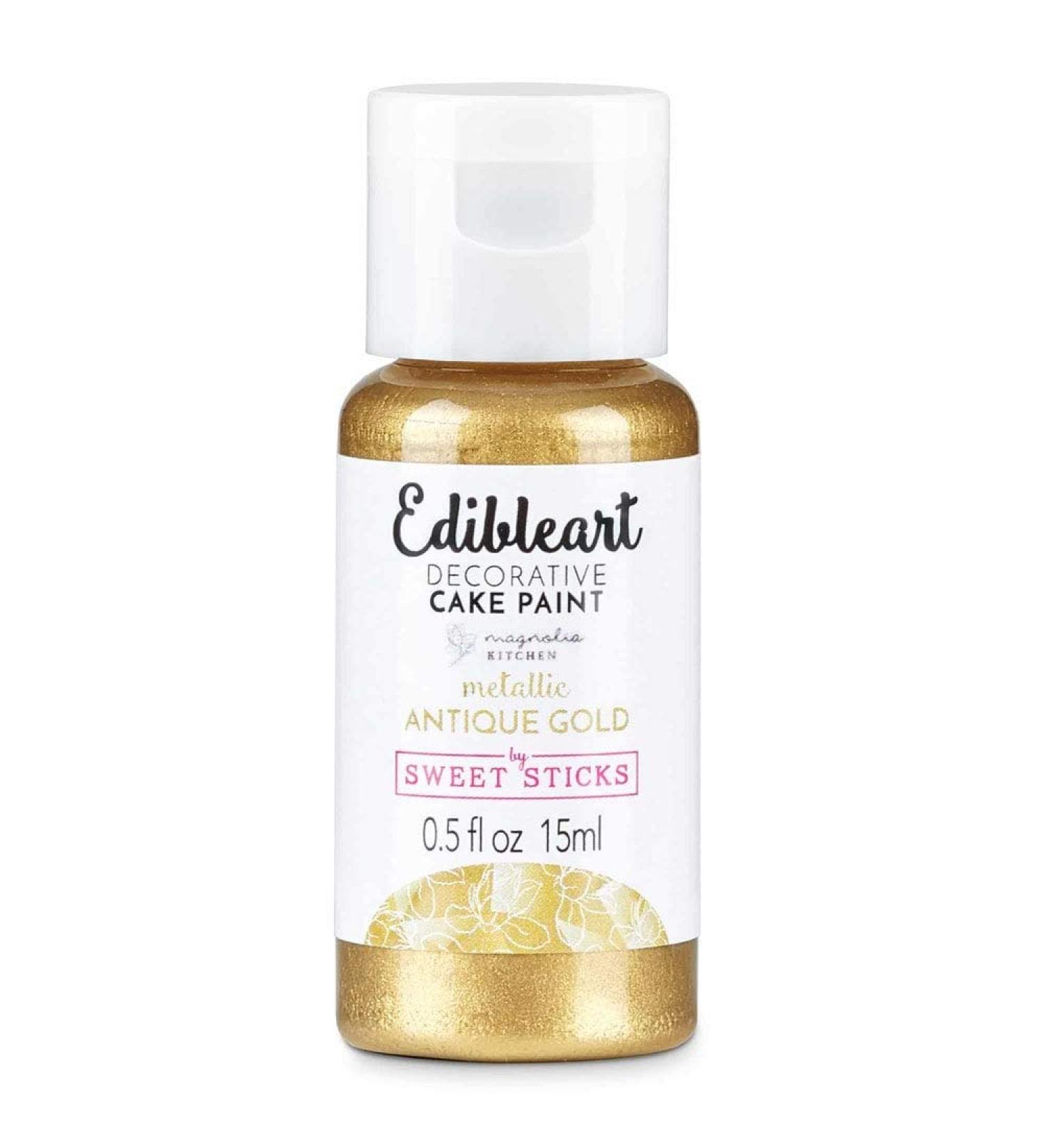 Sweet Sticks Edible Art Decorative Cake Paint 0.5 Ounce (15 Milliliters), Metallic Antique Gold