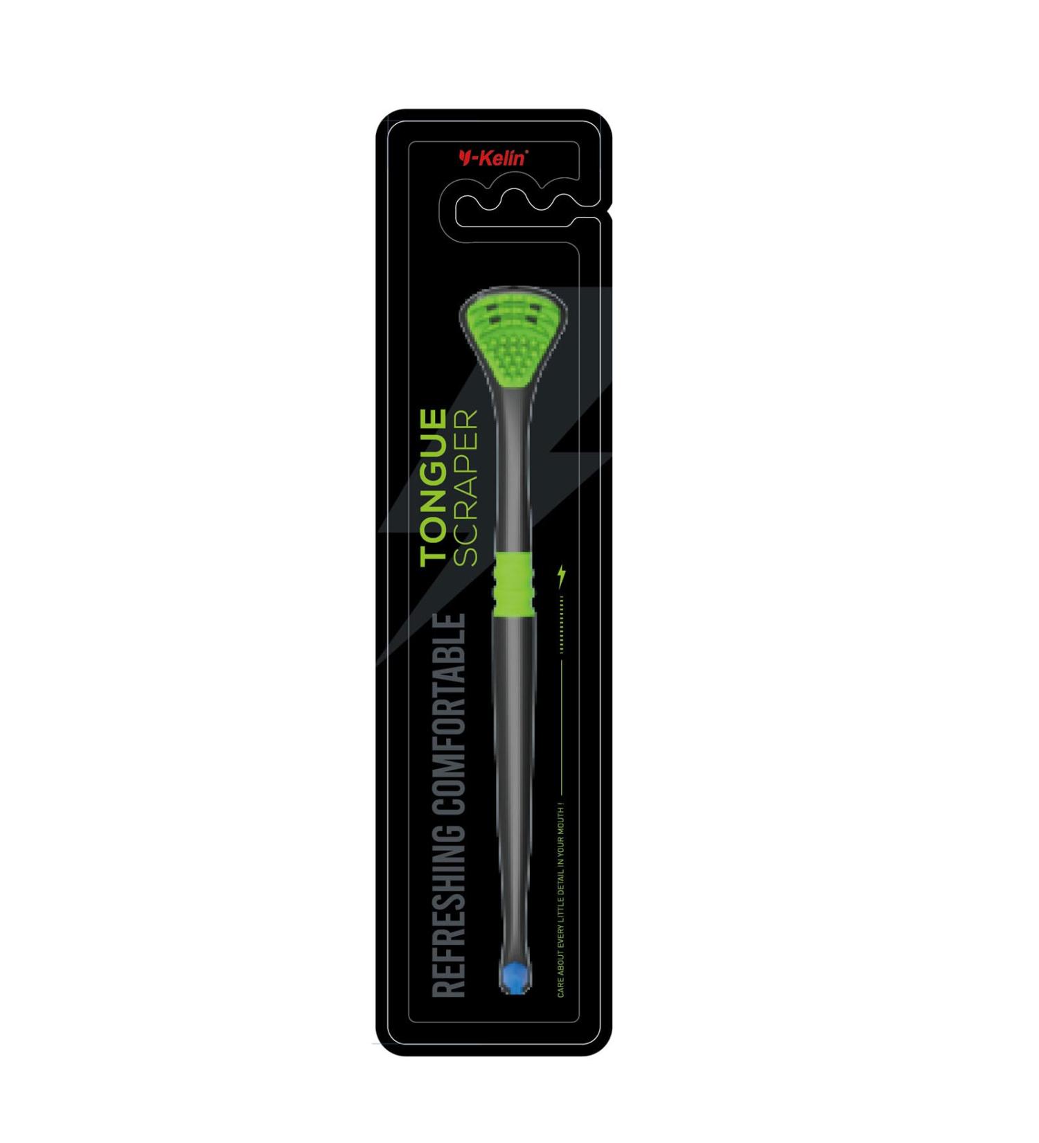 Y-Kelin 2-pack tongue scrapers clean the tongue coating. Helps remove bad breath. Tongue scraper with brush at the end