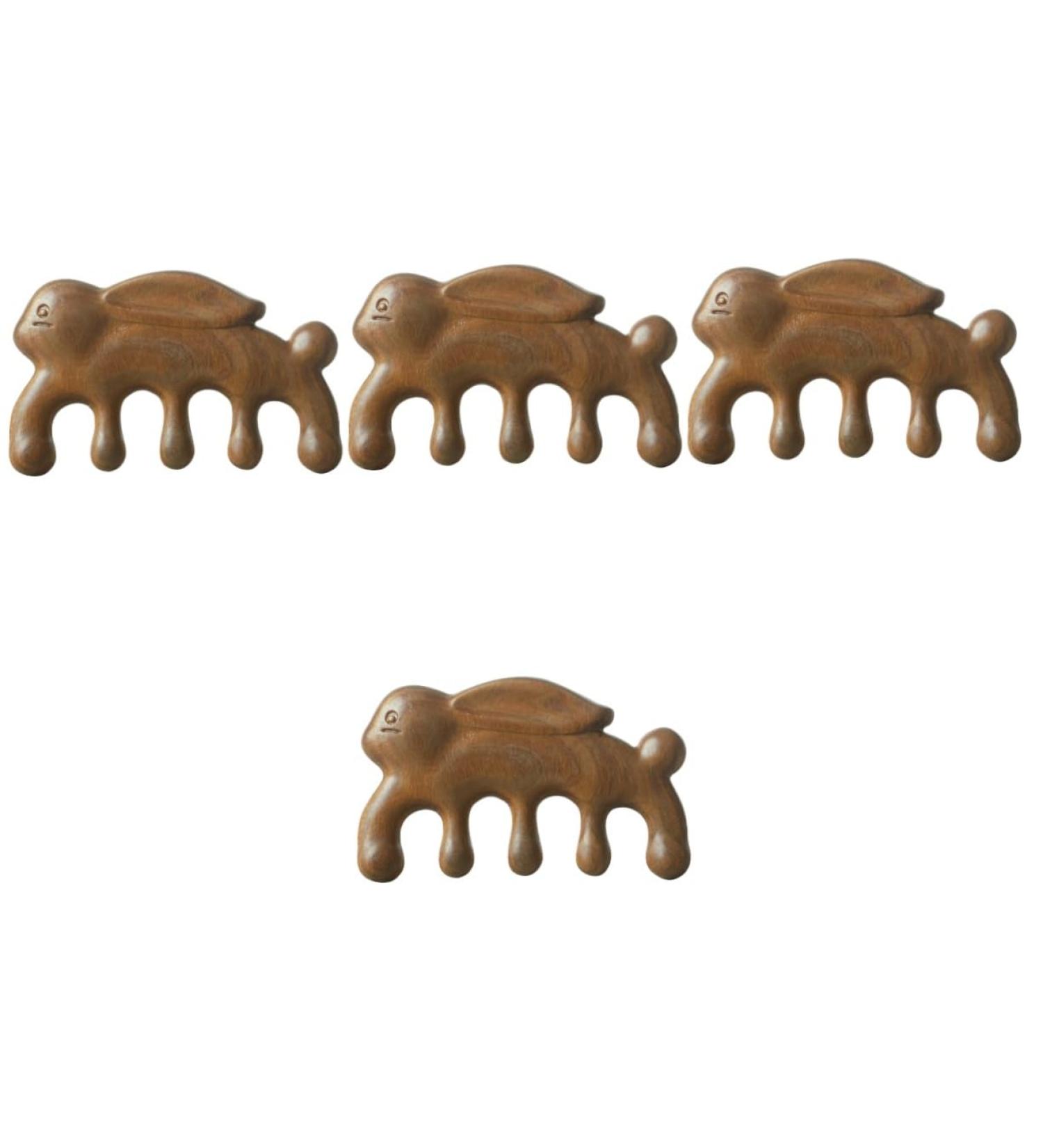 Fomiyes Green Sandalwood Massage Comb Set - 4 Pieces for Scalp Circulation & Hair Health | Portable Wide Tooth & High Comb - Buy Online on GoSupps.com