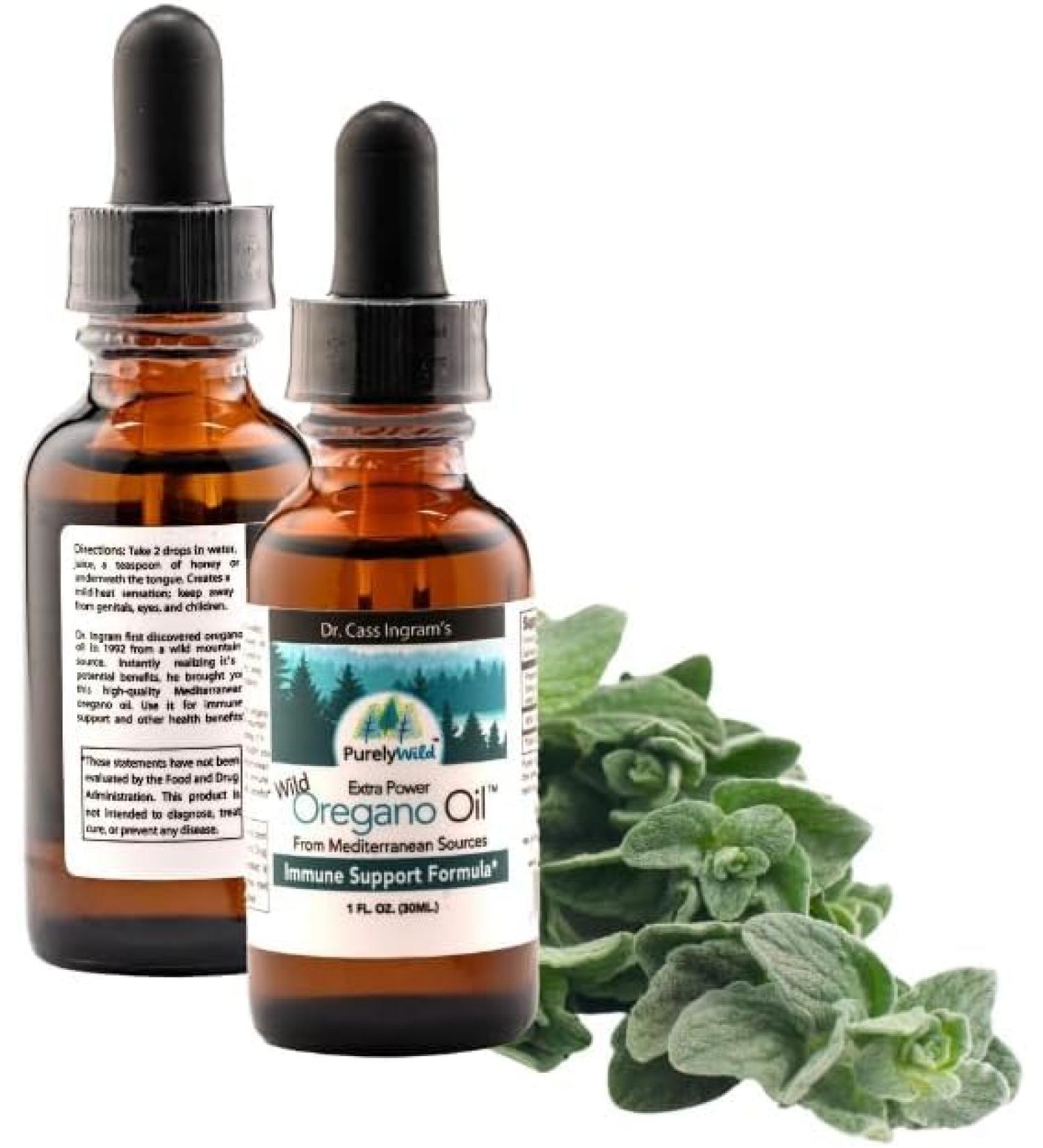 PURELY WILD Dr. Cass Ingram's Extra Power Oregano Oil from Mediterranean Sources Immune Support Supplement Oil of Oregano Drops Non-GMO Wild-Harvested 432 Servings 1 fl oz - Buy Online on GoSupps.com