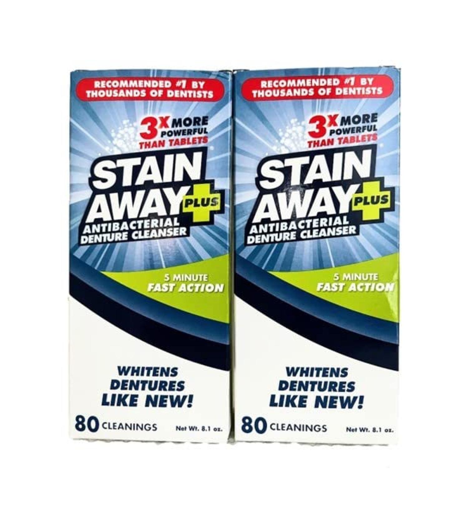 Stain Away Plus Denture Cleanser 5-Minute Fast Action 8.1oz. (Pack of 2)