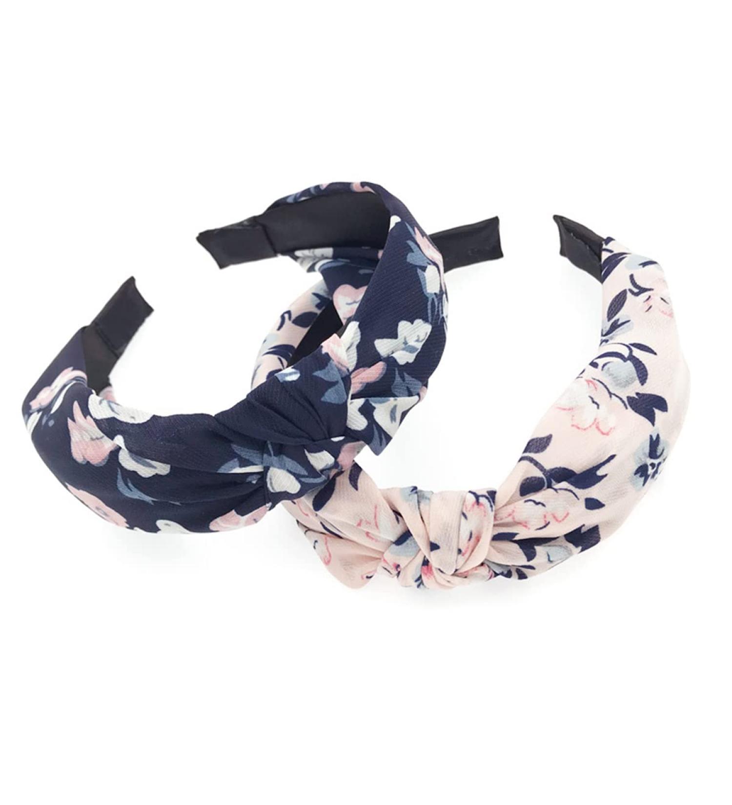 scicent Alice Bands Adult Women 2 Pieces Knot Headband Fashion Floral Fabric Hairband Elastic Hair Band Hair Accessories for Girls (Navy+White Pink) 1909 - Buy Online on GoSupps.com