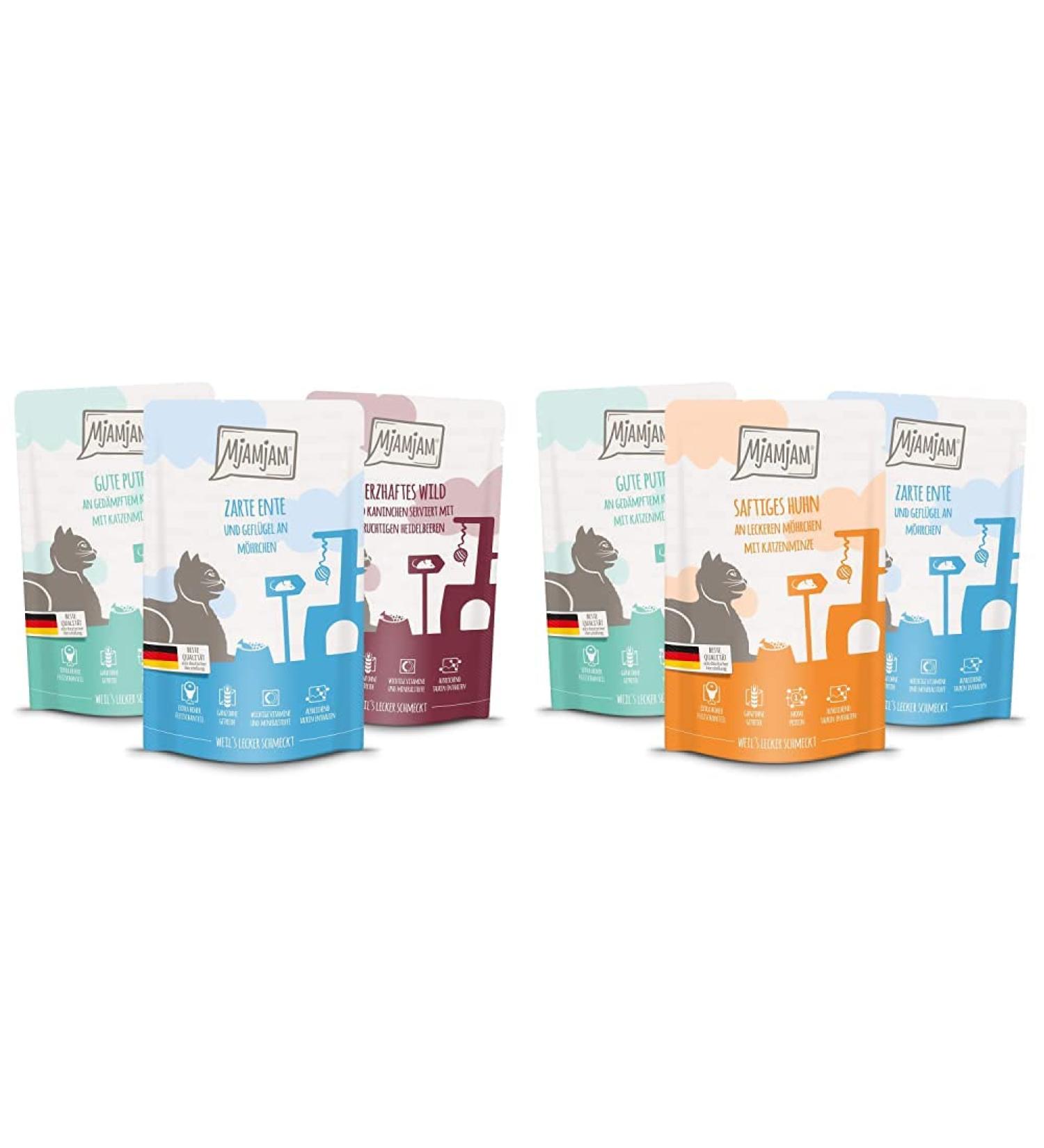 Mjamjam Mix Package II & IV - Premium 12 x 125g Wild Turkey Duck Chicken & Poultry Bundle (1.5 kg) - International Shipping Available - Buy Online on GoSupps.com
