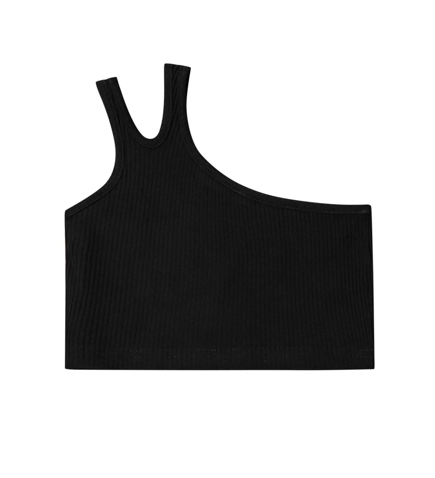 Girls Dance Tank Top One Shoulder Racerback Tie Dye Crop Sleeveless Black Bra Top - Size 5-6 Years - Buy Online on GoSupps.com