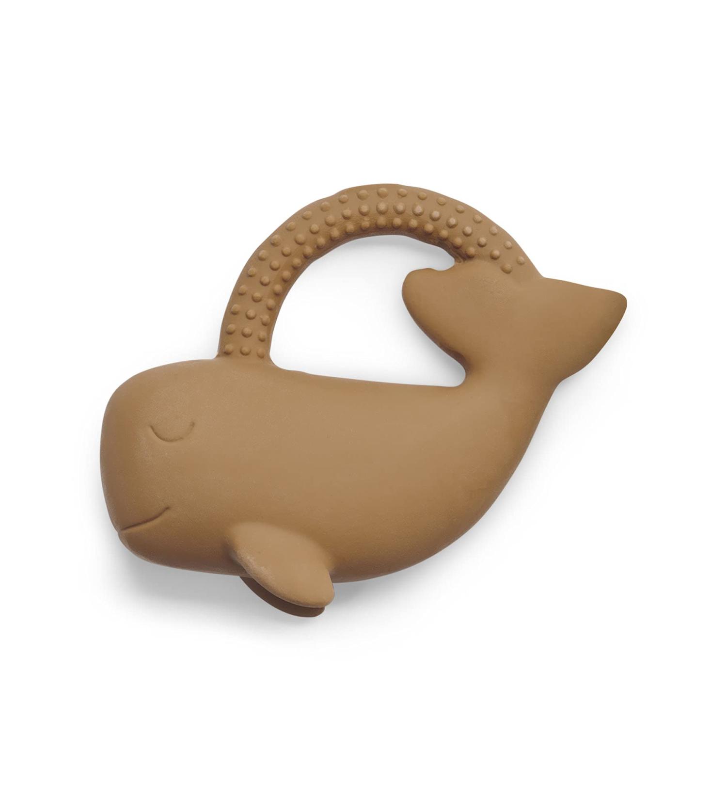 Jollin Natural Rubber Baby Whale Teether - BPA-Free Pollutant-Free - Brown Caramel | Safe Dental Aid Toy for Infants - Buy Online on GoSupps.com