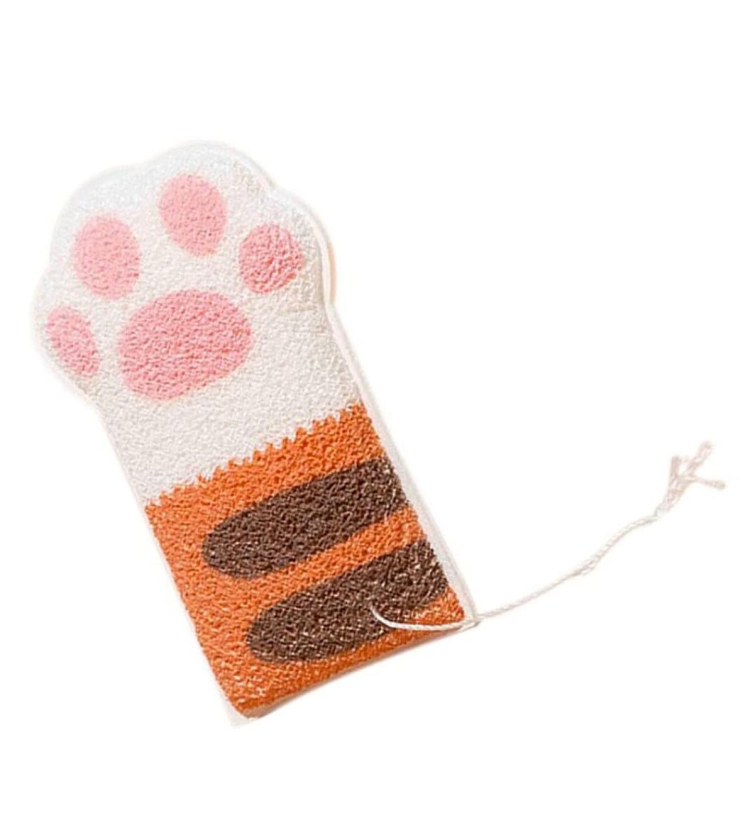Body Exfoliating Sponge Elastic Cute Bathing Clean Scrub Brush with 4 Cat Paws body exfoliating brush - Buy Online on GoSupps.com