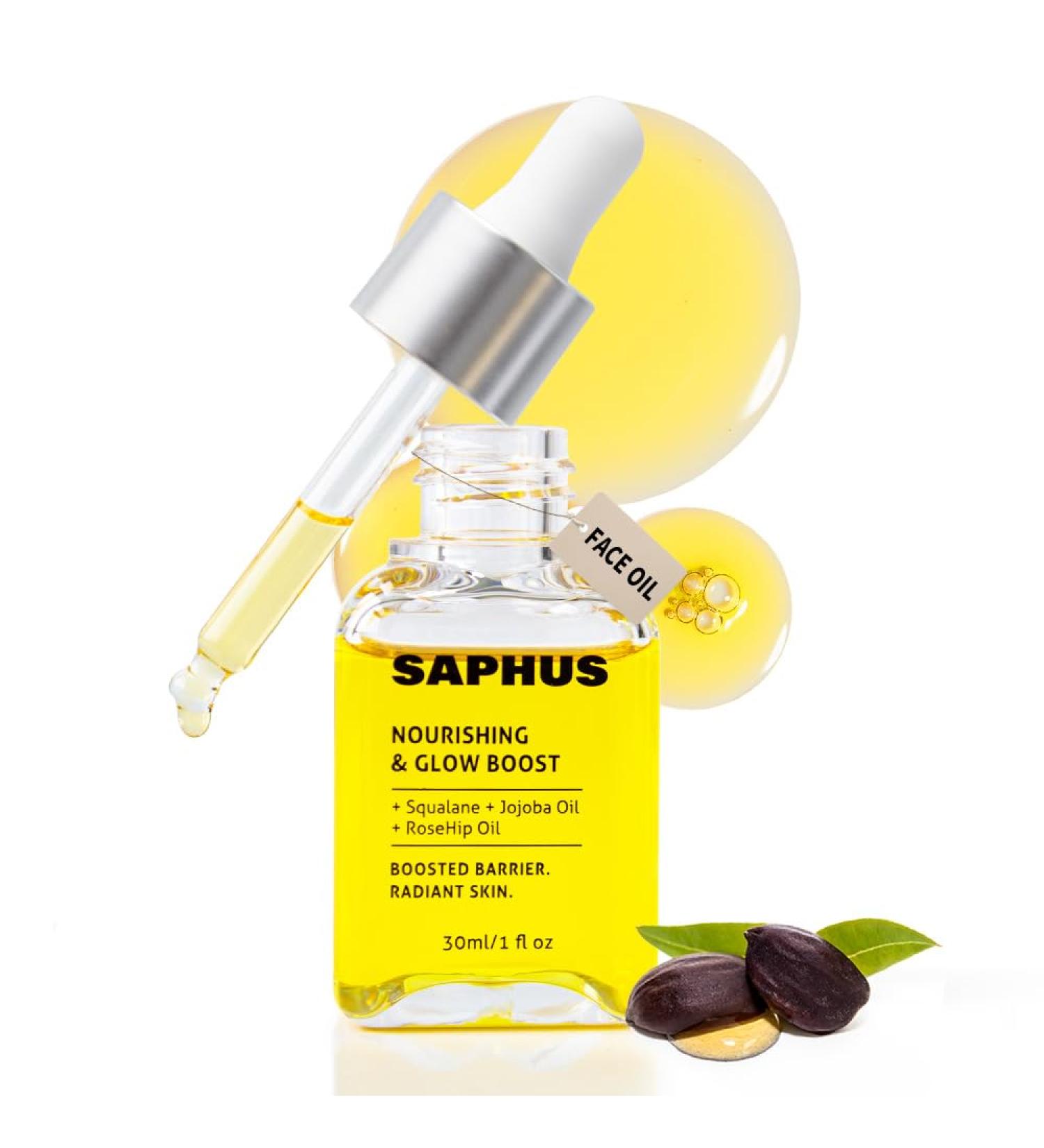 SAPHUS Lightweight Face Oil Serum with Squalane Jojoba & Rosehip Non-Greasy Fast-Absorbing Formula for Dry/Sensitive Skin Vegan Fragrance-Free Under Makeup Use - Buy Online on GoSupps.com