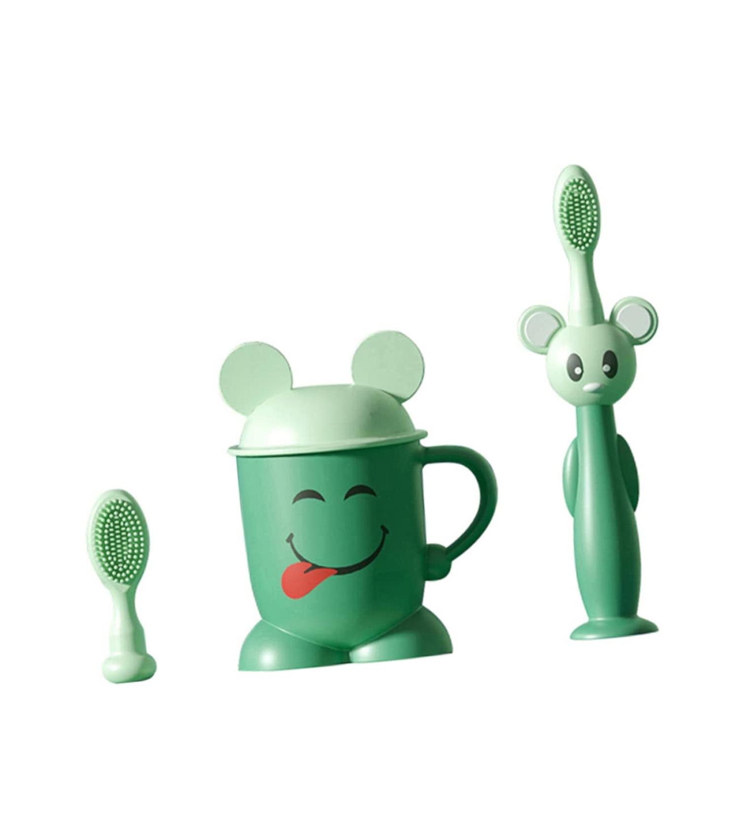 Buy Minkissy 1 Set Toothbrush Set Silicone Oral Care & Training Toothbrush with Tooth Cup for Kids | International Shipping - Buy Online on GoSupps.com
