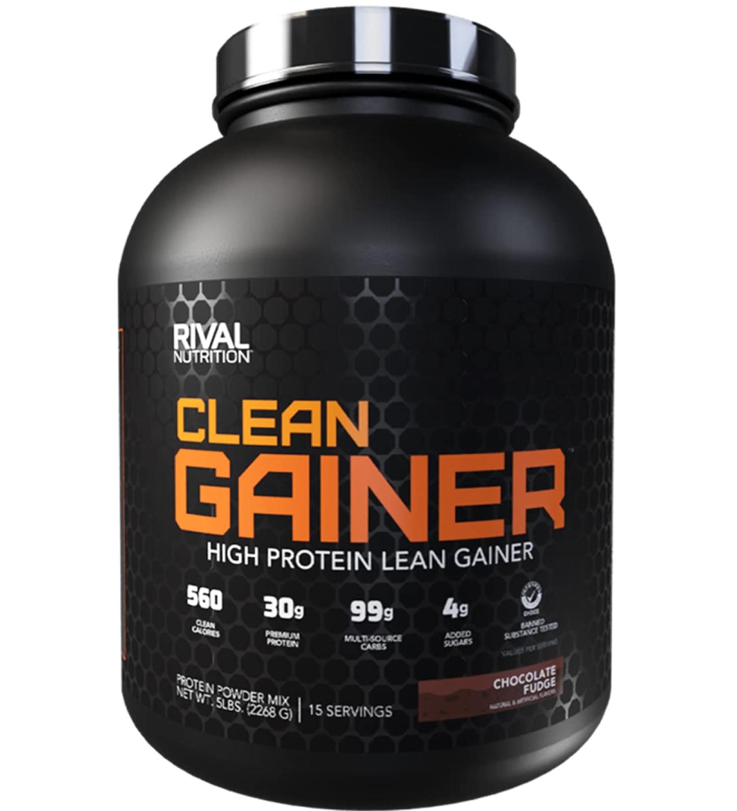 Rivalus Clean Gainer - Chocolate Fudge (5lbs) | Premium Weight Gain Protein Powder Ships Internationally - Buy Online on GoSupps.com