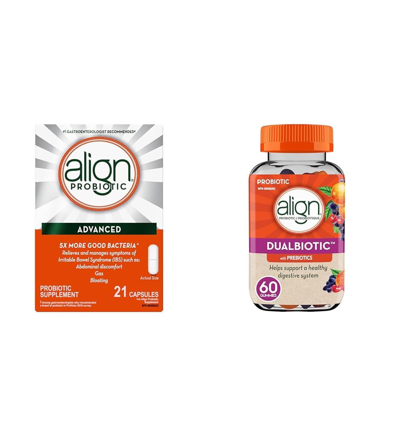 Align Advanced Probiotic Digestive Support IBS Symptom Relief : Gas Abdominal Discomfort & DUALBIOTIC PREbiotic + PRObiotic Gummies Helps Support a Healthy Digestive System - Buy Online on GoSupps.com