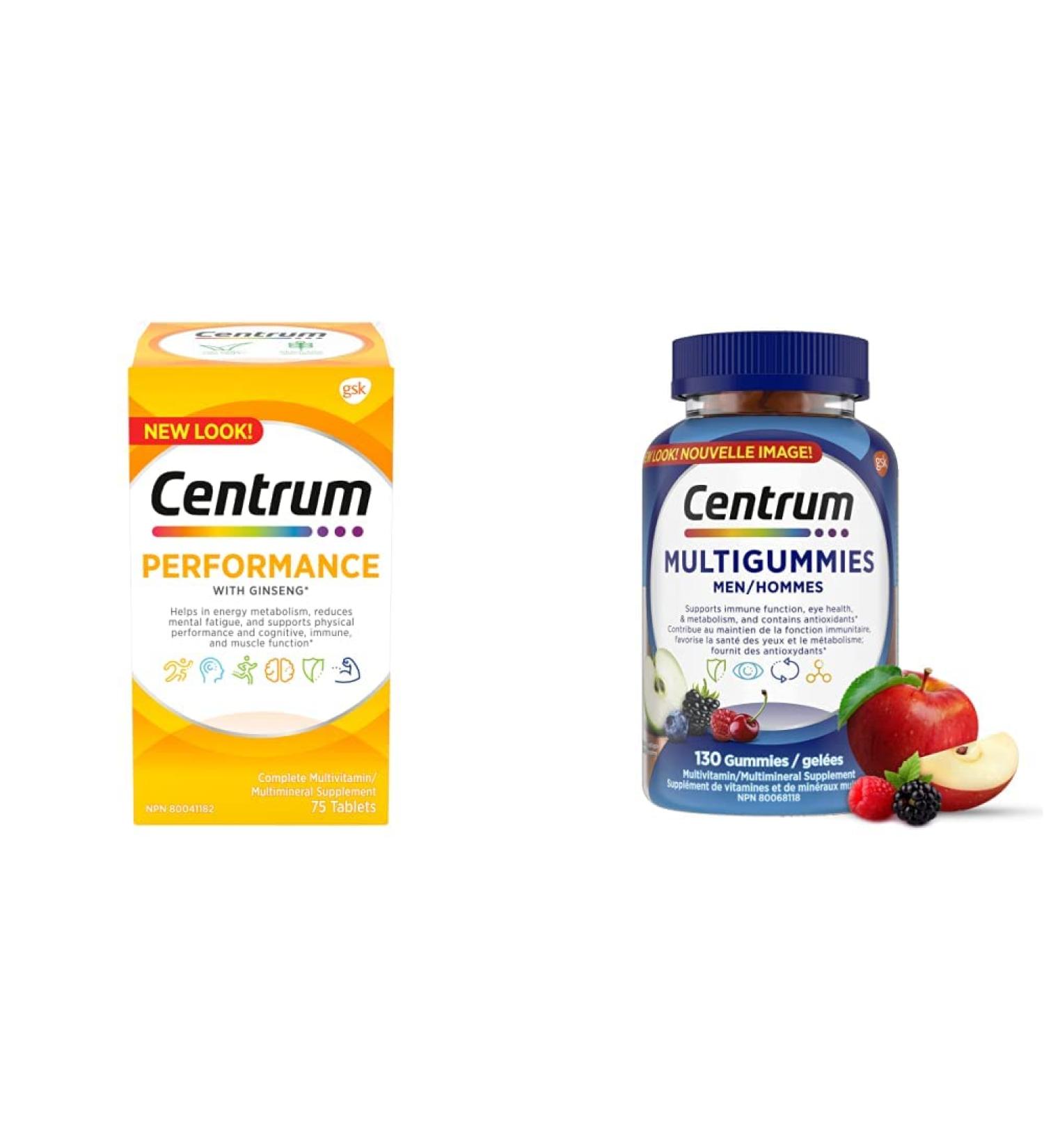 Centrum Performance Multivitamins/Minerals for Men & Women with Ginseng | Centrum Men MultiGummies (130 Count) - Buy Online on GoSupps.com