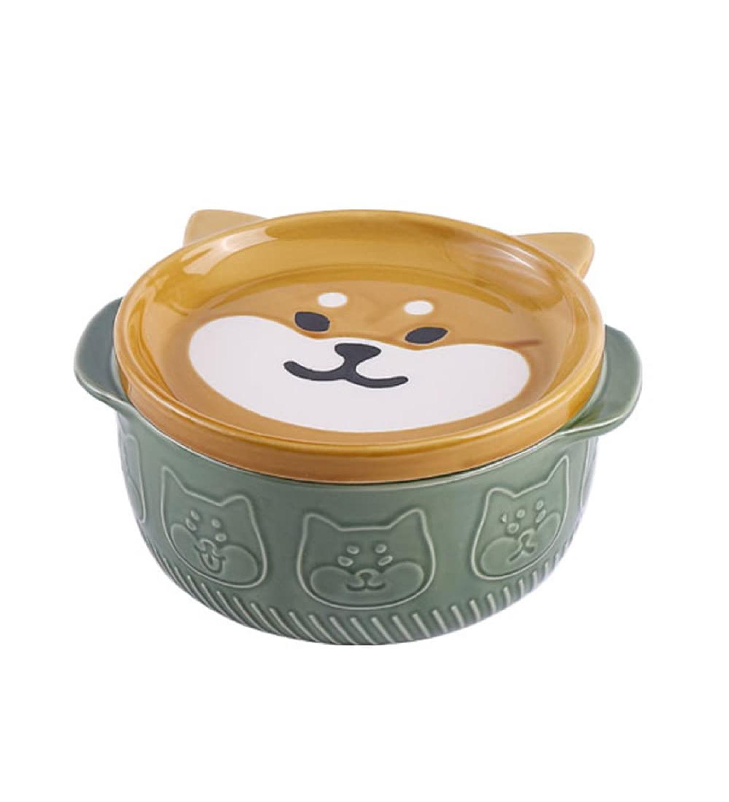 Lozjokad Cartoon Japanese Ceramic Dog Noodle Bowls with Lids Cute Animal Soup Salad Fruit Bowl Kitchen Tableware A - Buy Online on GoSupps.com