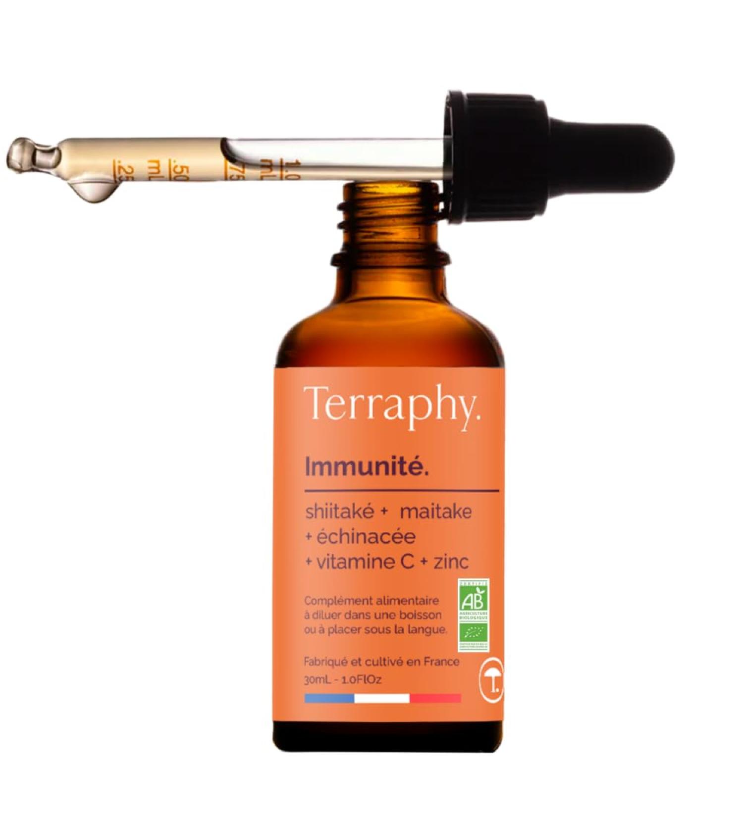  Terraphy Shiitake Maitake Echinacea Vitamin C & Zinc - 30-Day Mushroom-Based Immunity Treatment - Strengthens Natural Defenses and Vitality - Ultra-Effective Organic Liquid Formula - Made in France - Buy Online on GoSupps.com