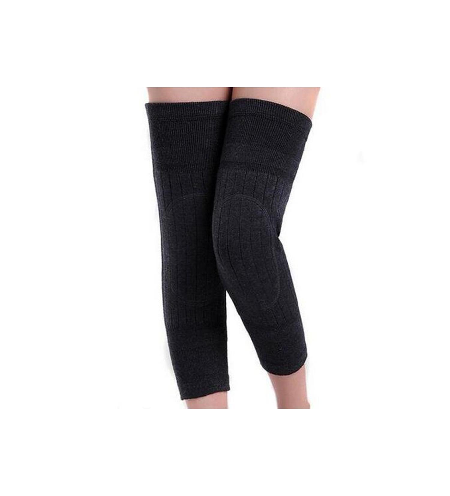 Winter Knee Warmers Knee Brace Sleeve Leg Warmer for Women Men Wool Thicken Thermal Knee Brace Sleeve Black - Buy Online on GoSupps.com