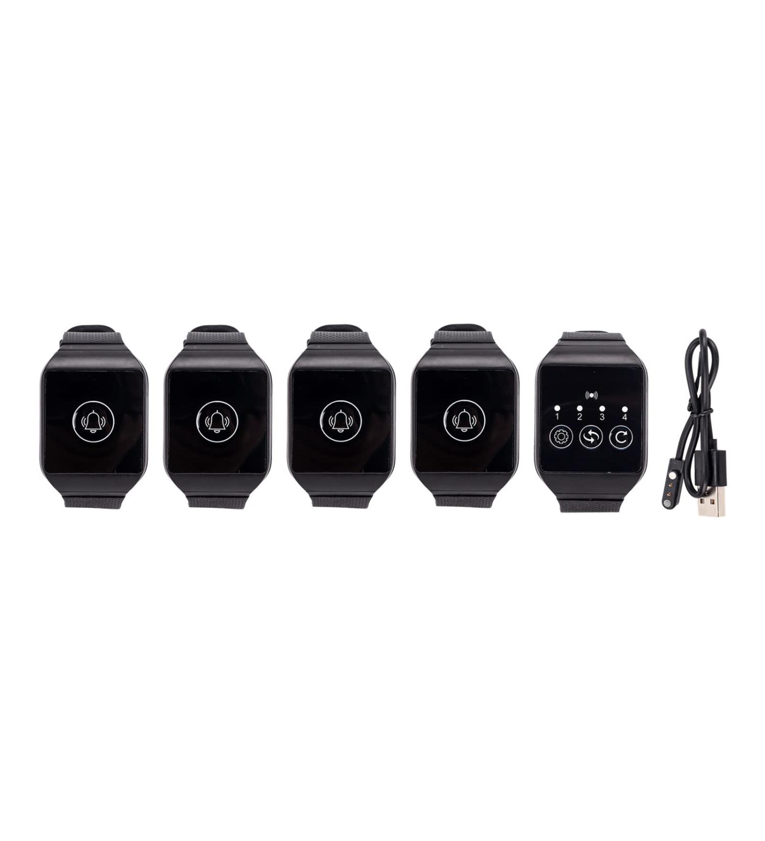 Wireless Wrist Pager System - 4-in-1 Caregiver Watch Call Button Set | IPX7 Waterproof for Home, Factory, Hotel, Hospital & Restaurant - Buy Online on GoSupps.com