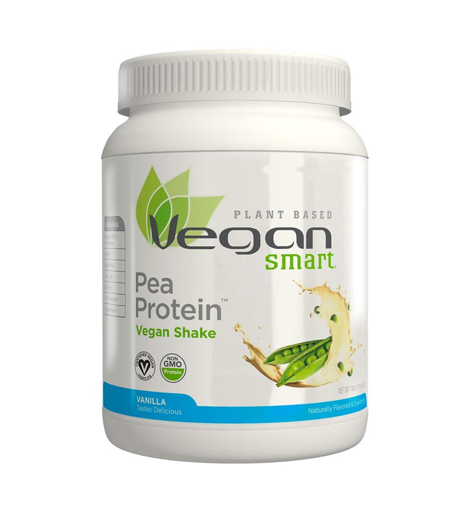 VeganSmart Pea Protein Shake Vanilla - 19 oz | Dairy-Free, Plant-Based Protein - Buy Online on GoSupps.com