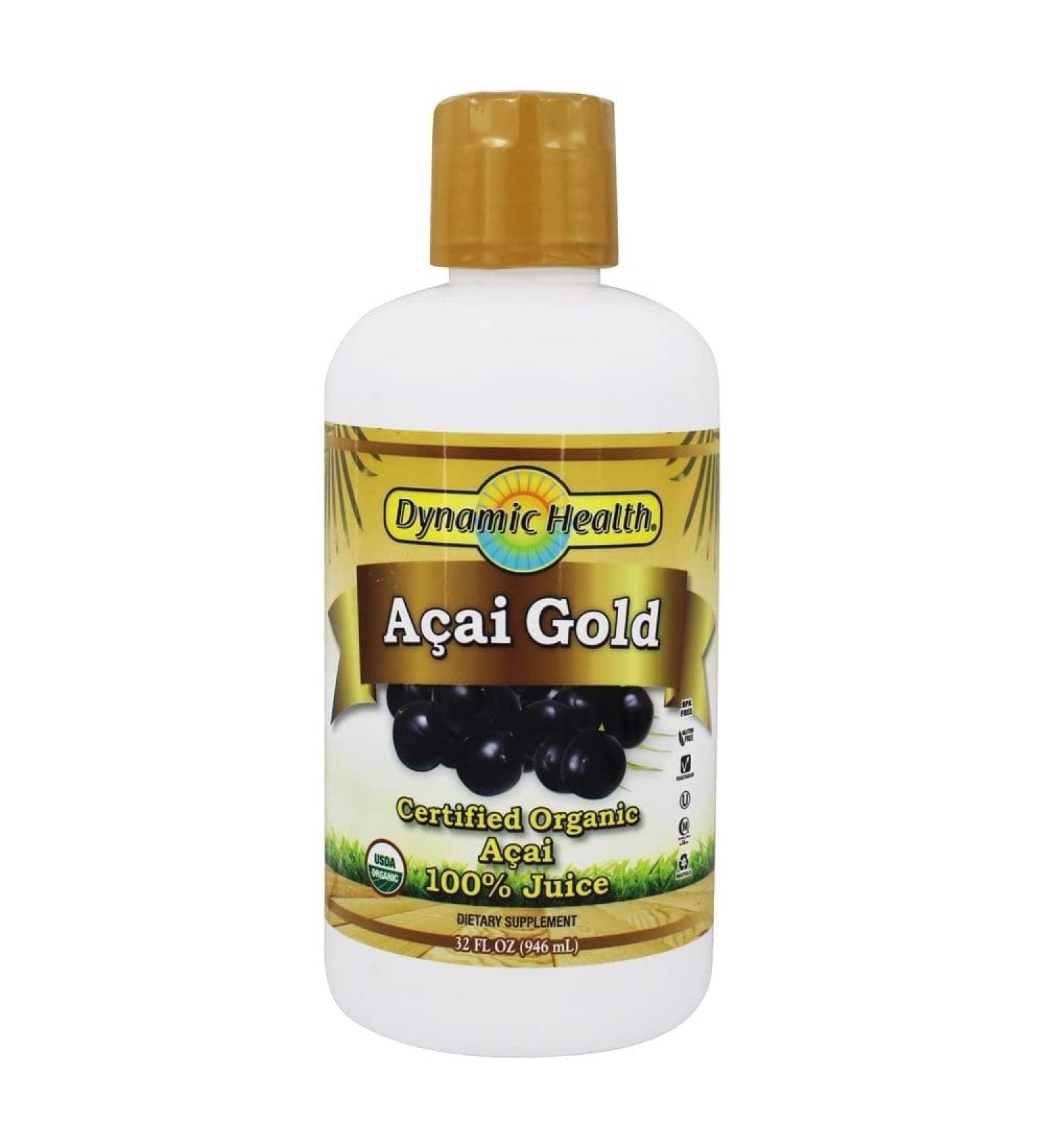 Dynamic Health Organic Certified Acai Gold 32 fl oz - Buy Online on GoSupps.com