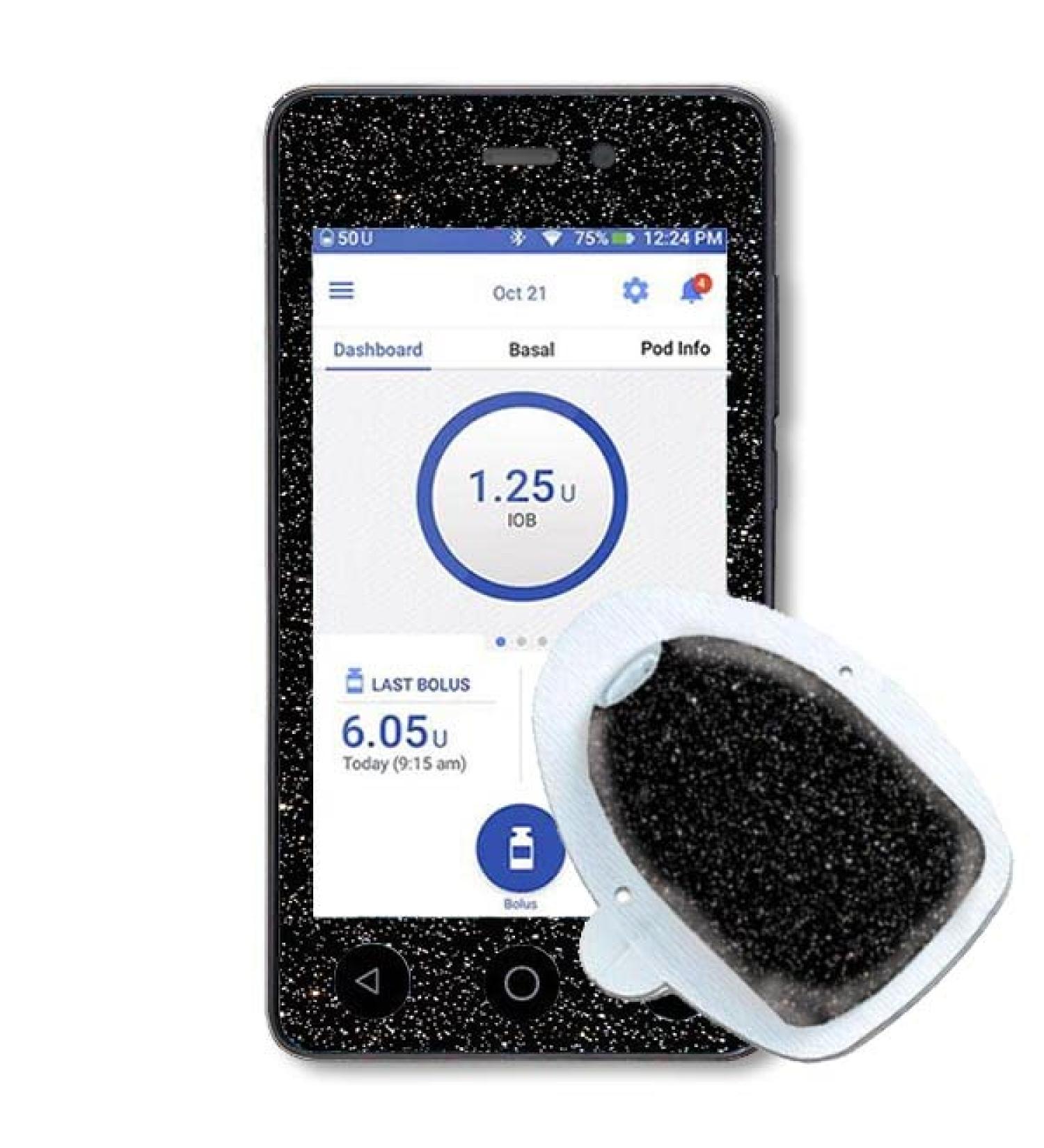 Diasticker | Omnipod Dash Black Glitter Sticker/Decal - Customize Your Pod with Style - Buy Online on GoSupps.com