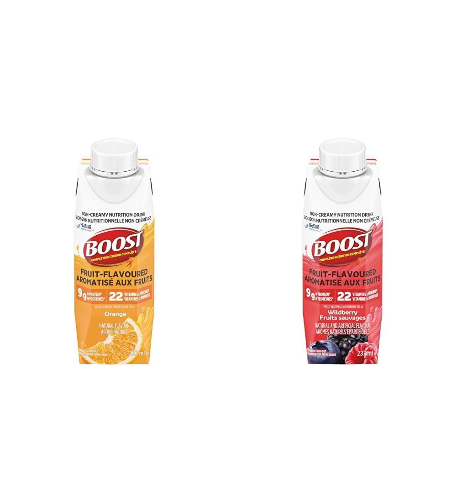 Boost Fruit Flavoured Drink Orange 237ml 24 count & Fruit Flavoured Drink Wild Berry 237ml 24 count - Buy Online on GoSupps.com